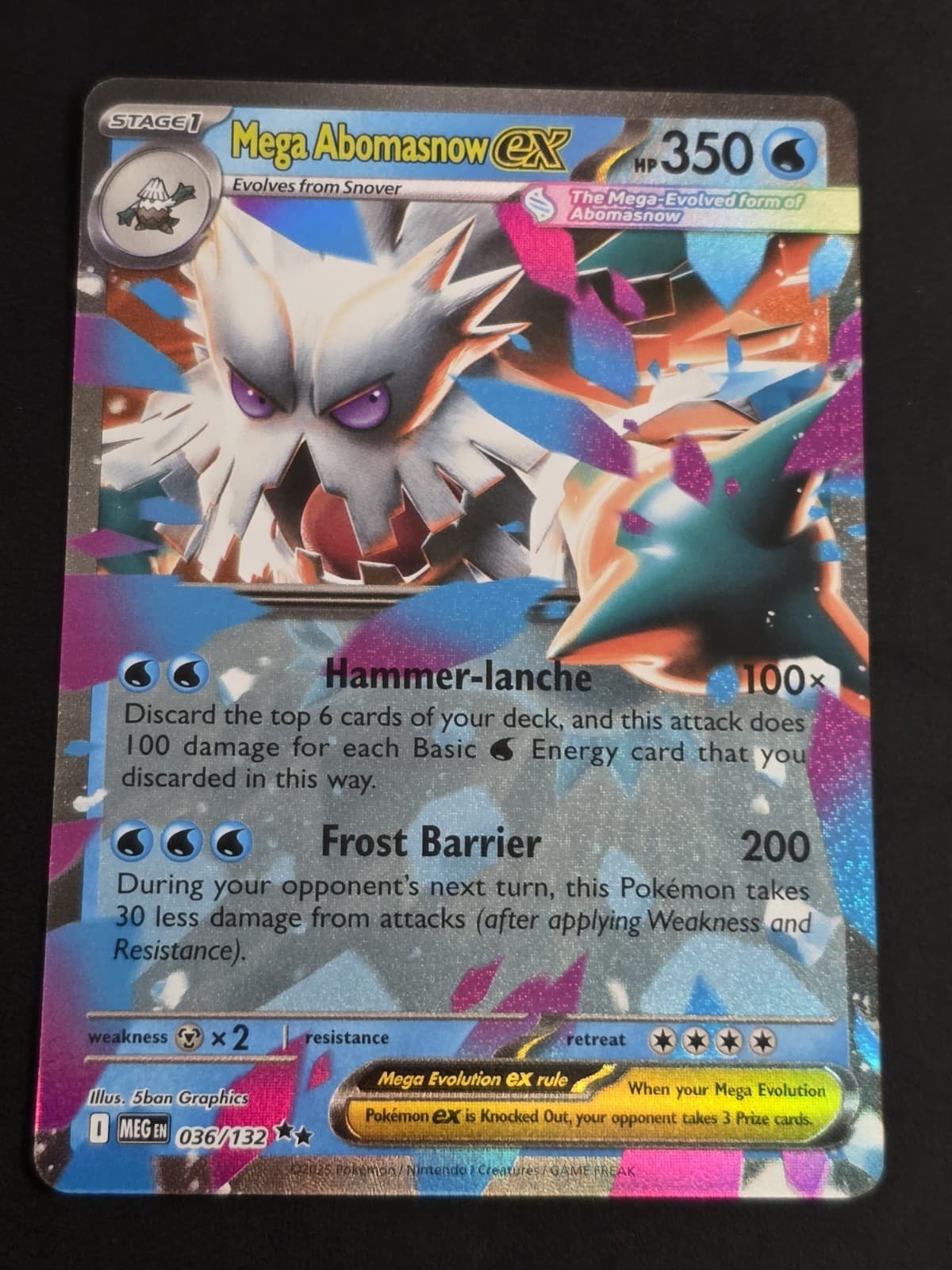 2025 POKEMON TCG MEGA ABOMASNOW EX 36 MEGA EVOLUTION BASE SET DOUBLE RARE HOLO