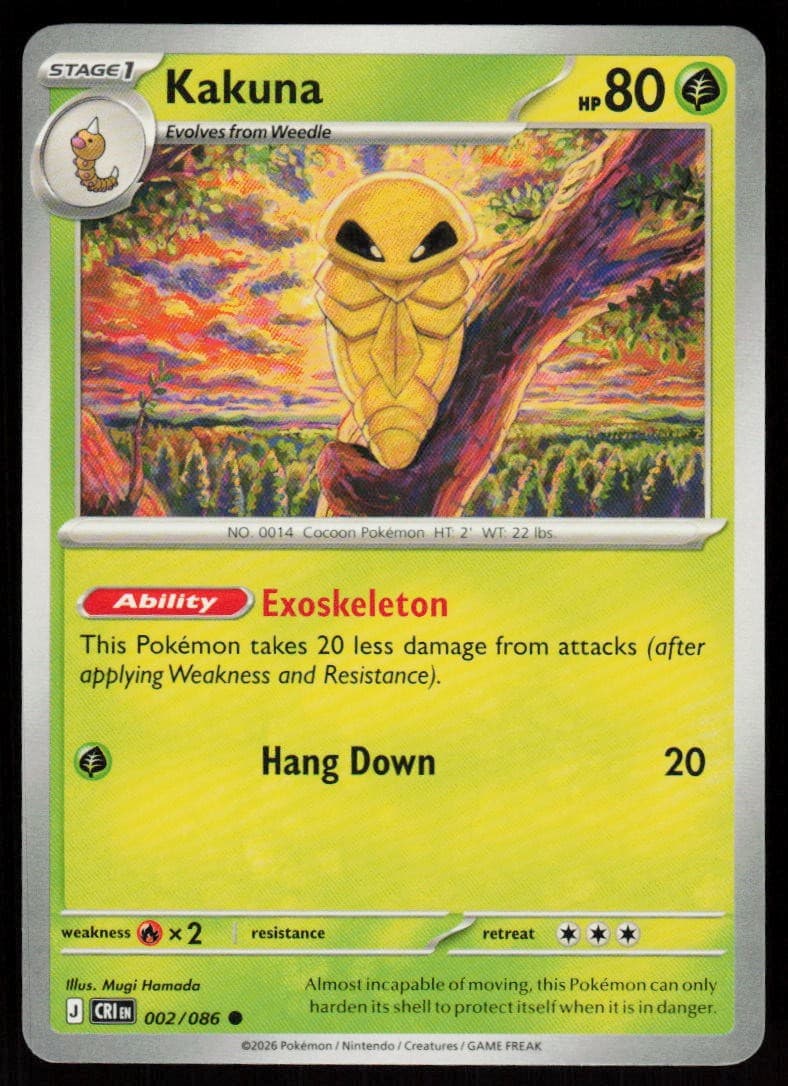 Kakuna 002/086 Common Chaos Rising Pokemon Near Mint