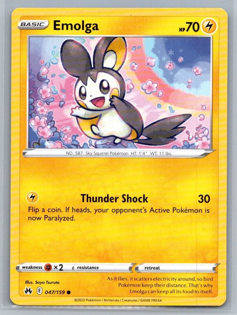 Emolga 47/159 Crown Zenith Common Pokémon TCG 2023