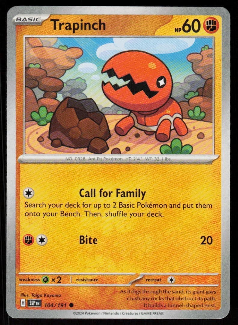 Trapinch 104/191 Common Surging Sparks Pokemon Near Mint