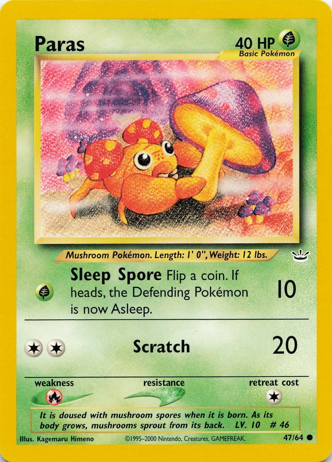 Pokemon Paras Unlimited Common Neo Revelation #47/64 NM