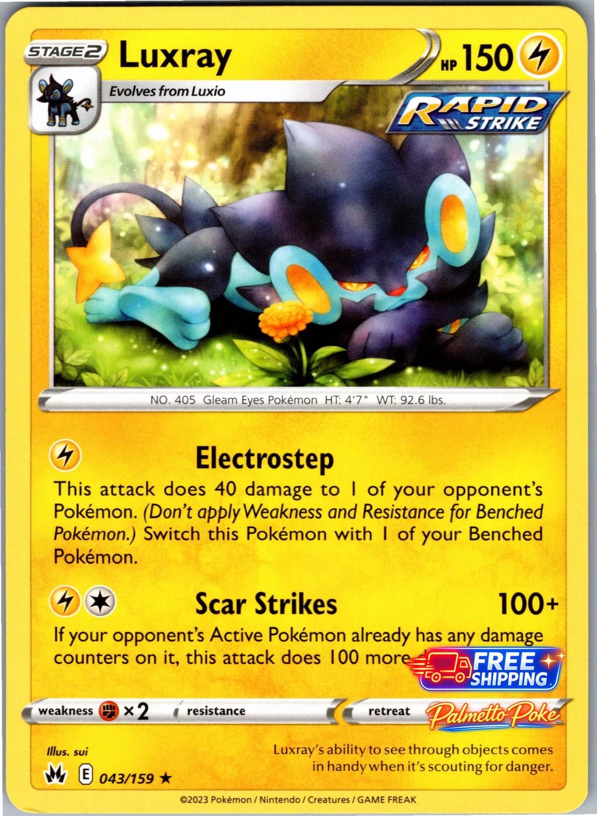 Luxray (43) 043/159 Rare Crown Zenith Pokemon NM/LP