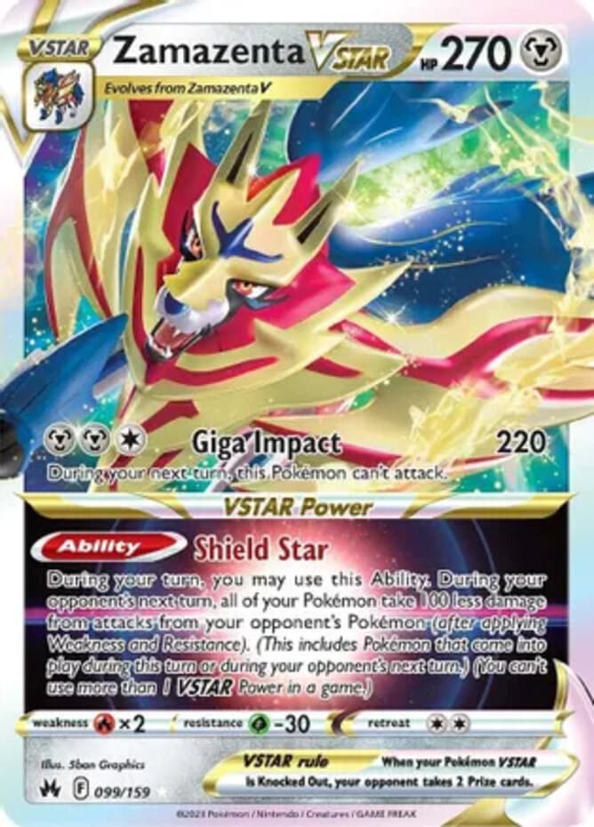 Zamazenta VSTAR - 099/159 - Ultra Rare Pokemon NM-Mint Crown Zenith