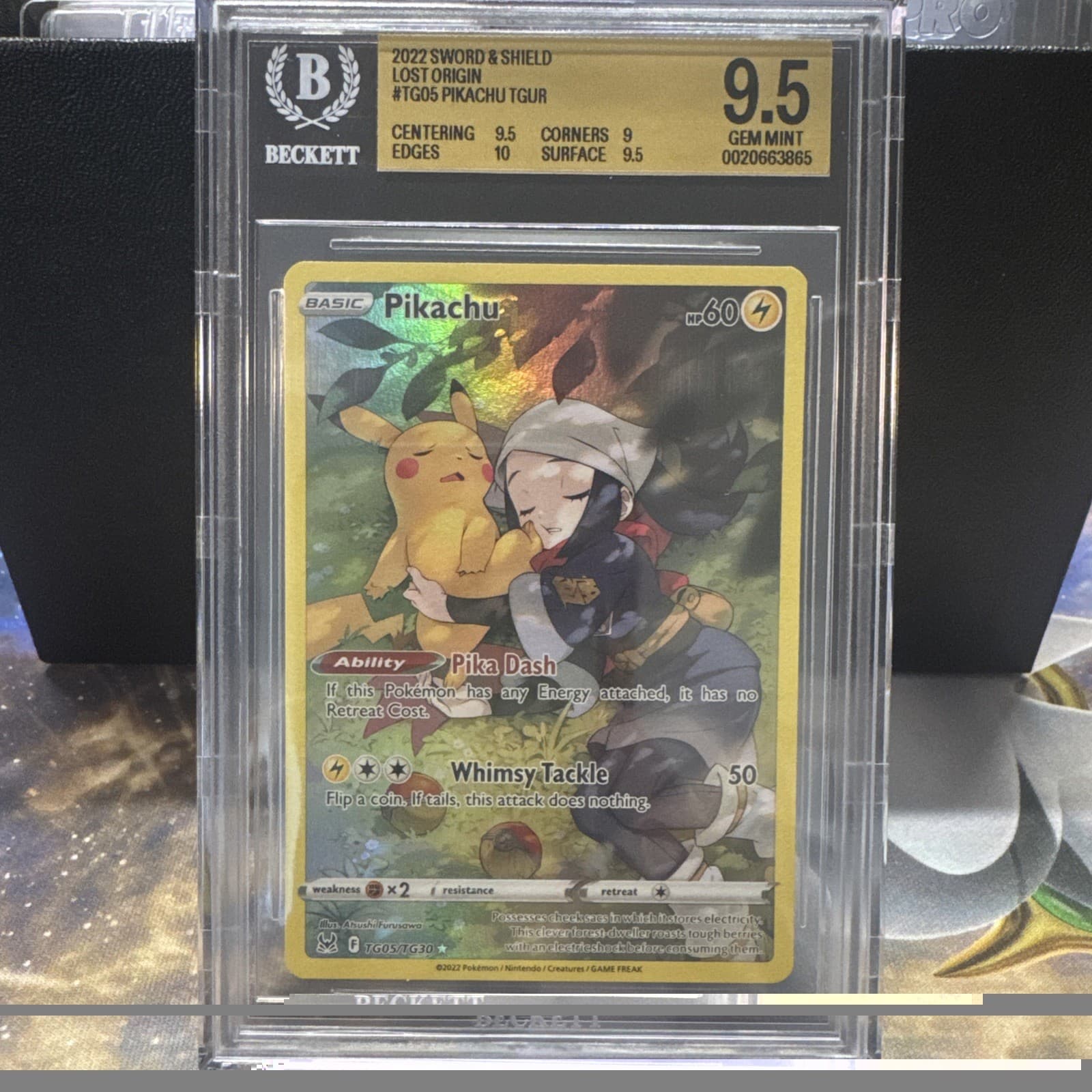 Pikachu TG05/TG30 Swsh11: Lost Origin Trainer Gallery Holo BGS 9.5