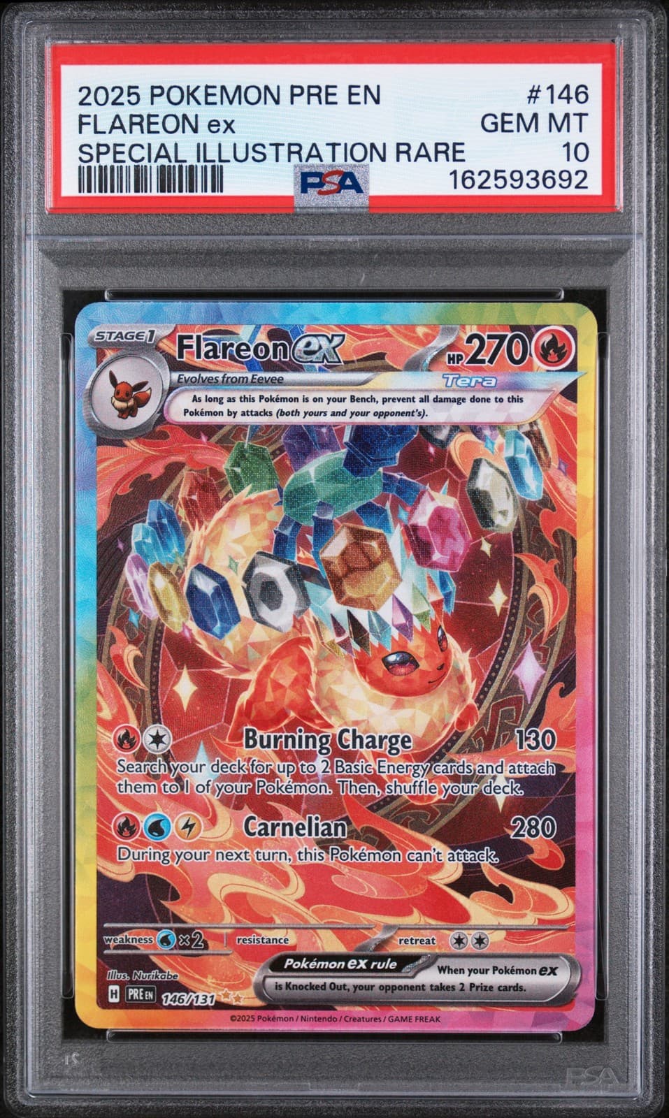 2025 POKEMON PRE EN-PRISMATIC EVOLUTIONS #146/131 FLAREON EX SIR PSA 10