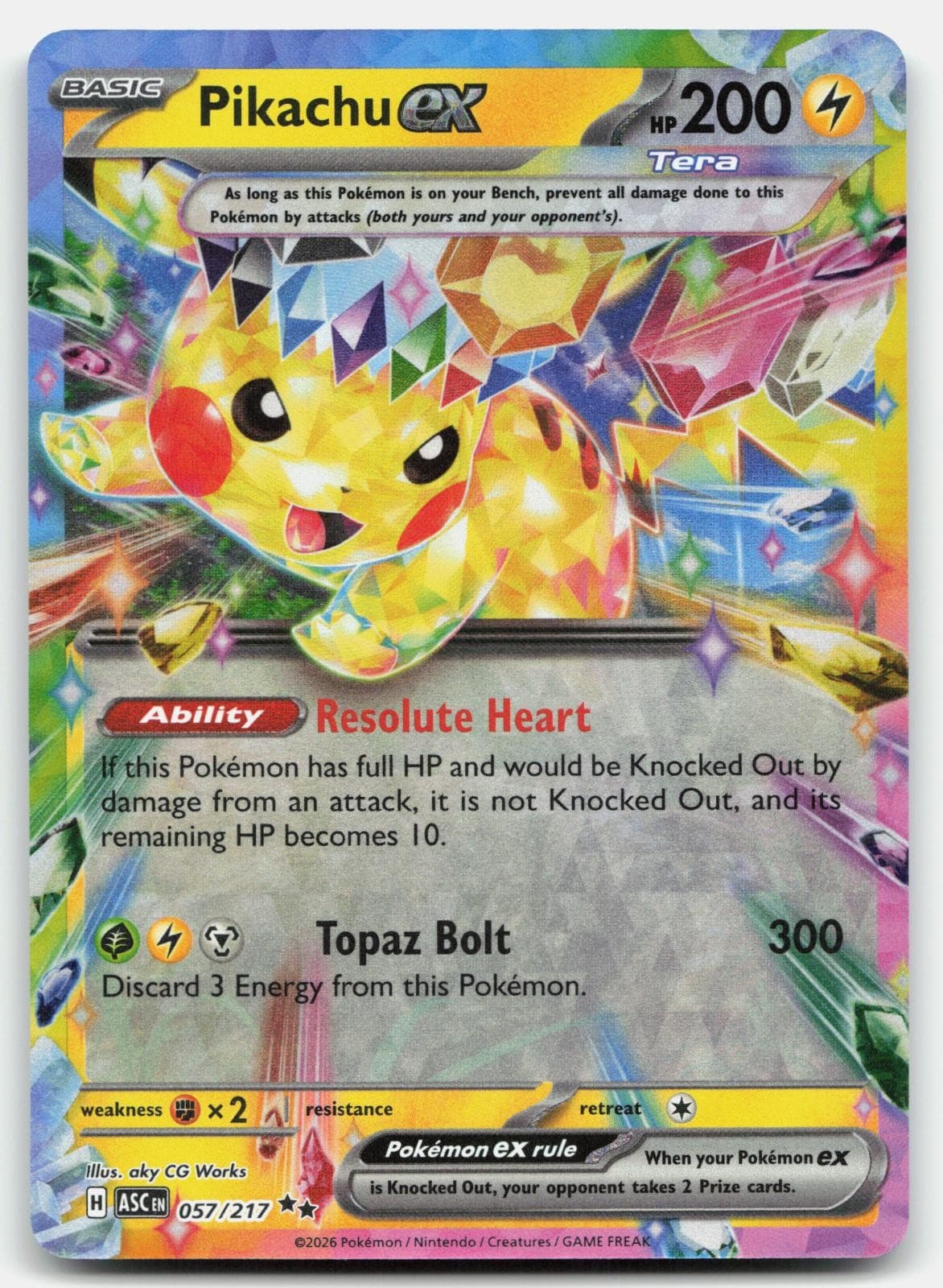 Pikachu ex 057/217 Ultra Rare Ascended Heroes Pokemon Holo Near Mint