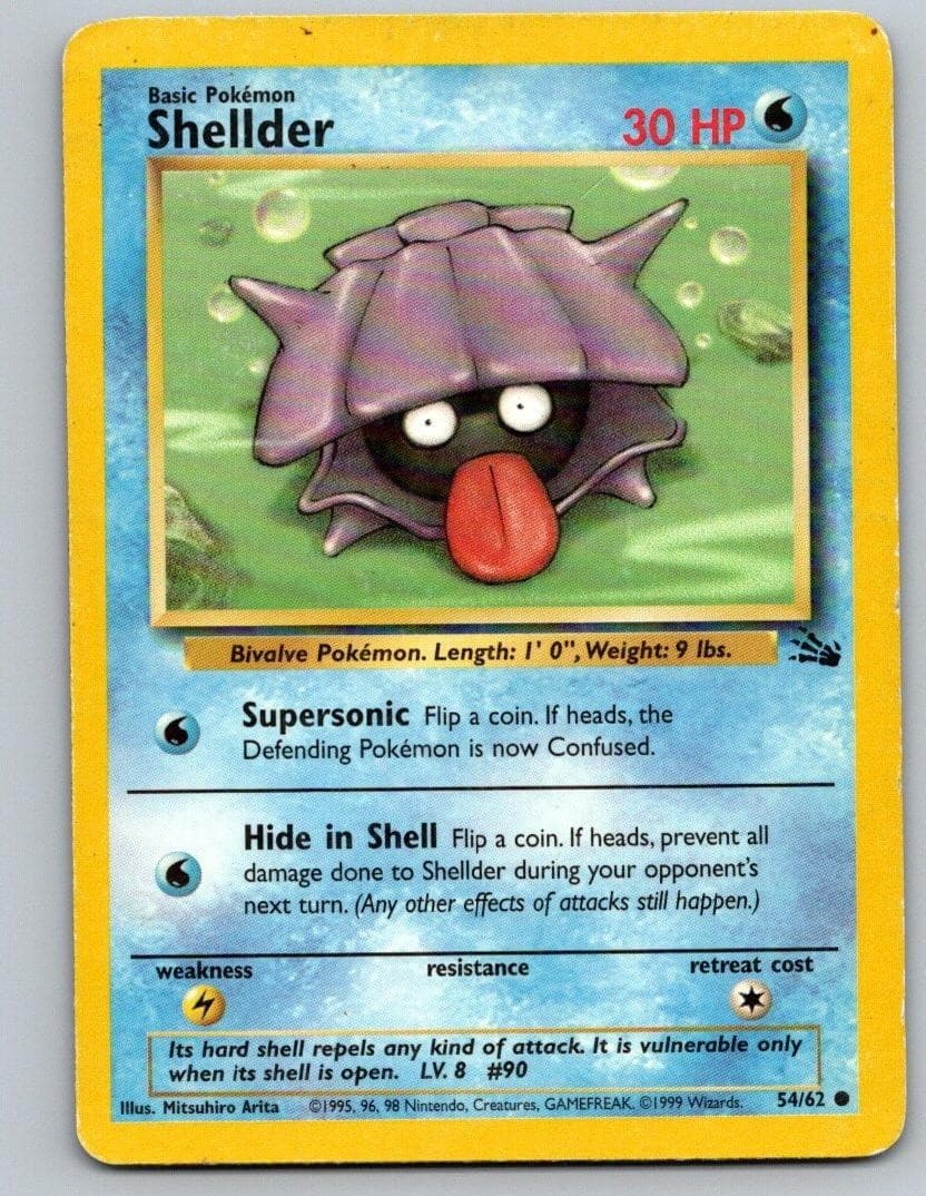 Pokemon TCG Fossil Unlimited - Shellder 54/62 Common HP