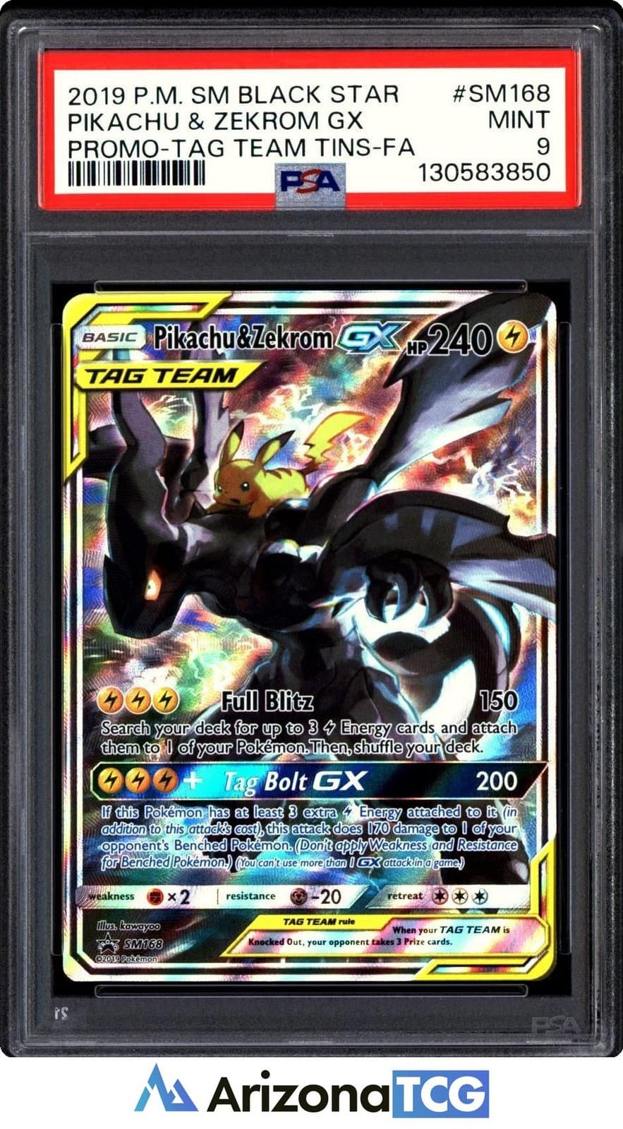 Pokemon 2019 Pikachu & Zekrom GX SM168 SM Black Star Promos PSA 9