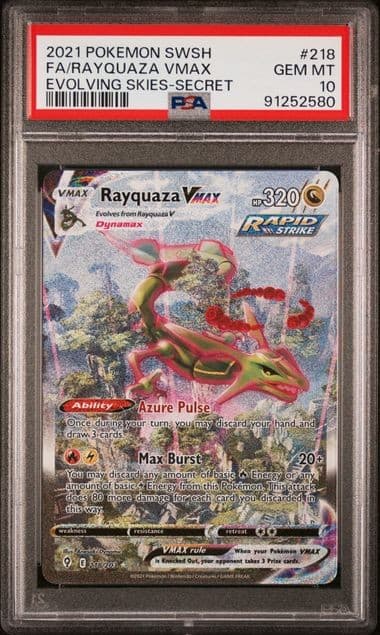 Pokemon Rayquaza VMAX Evolving Skies Secret Full Alt Art #218 PSA 10