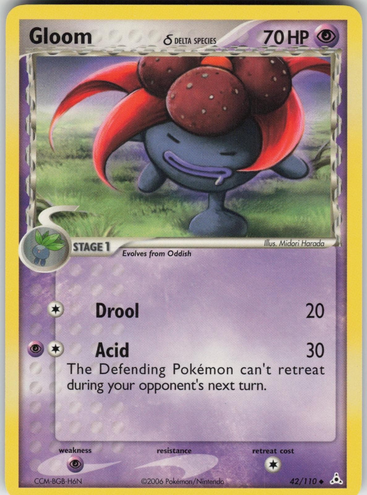 Gloom 42/110 Uncommon Holon Phantoms Pokemon Lightly Played