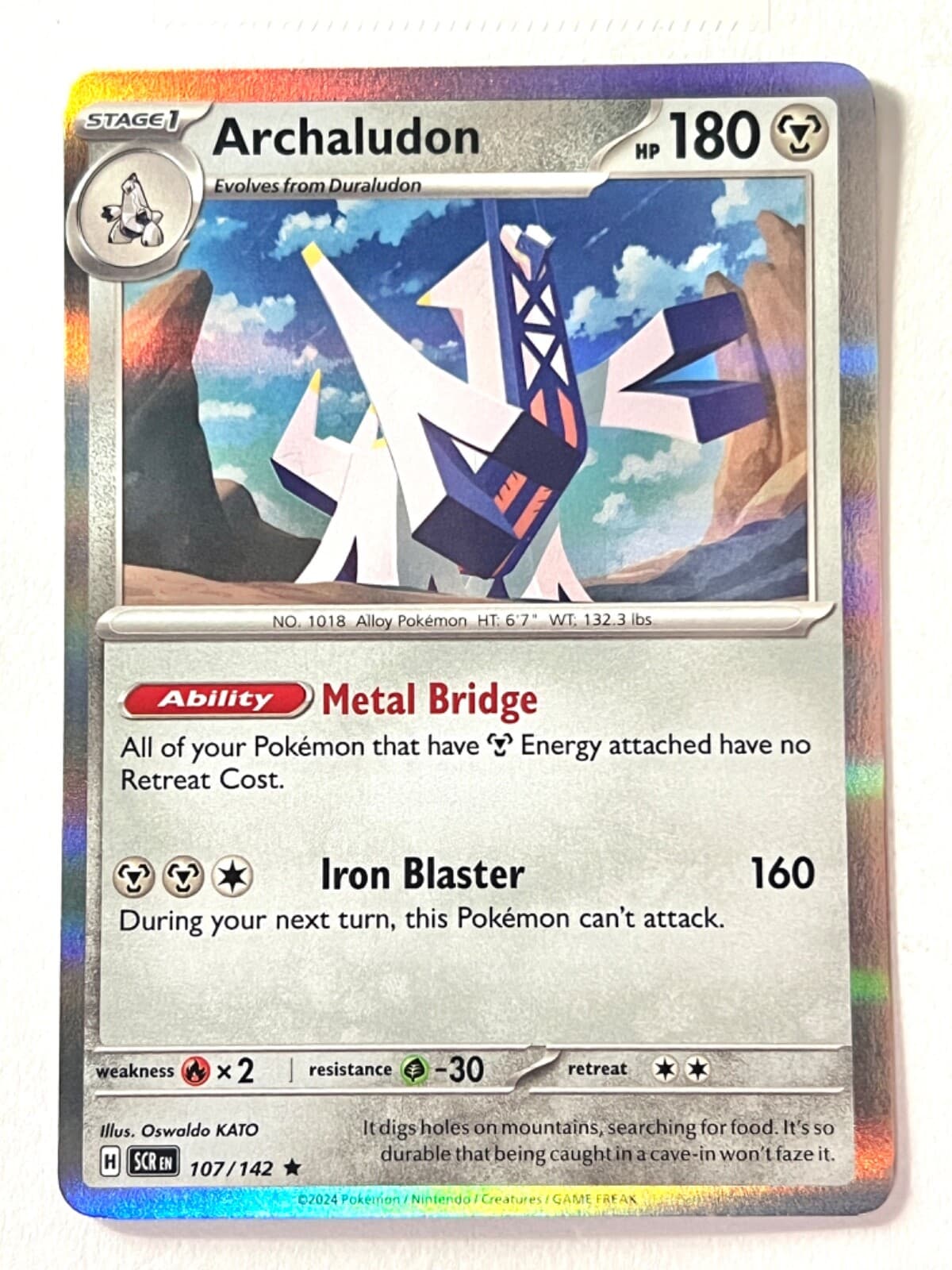 Archaludon 107/142 Holo Rare Stellar Crown Pokemon TCG - Pack Fresh Near Mint NM