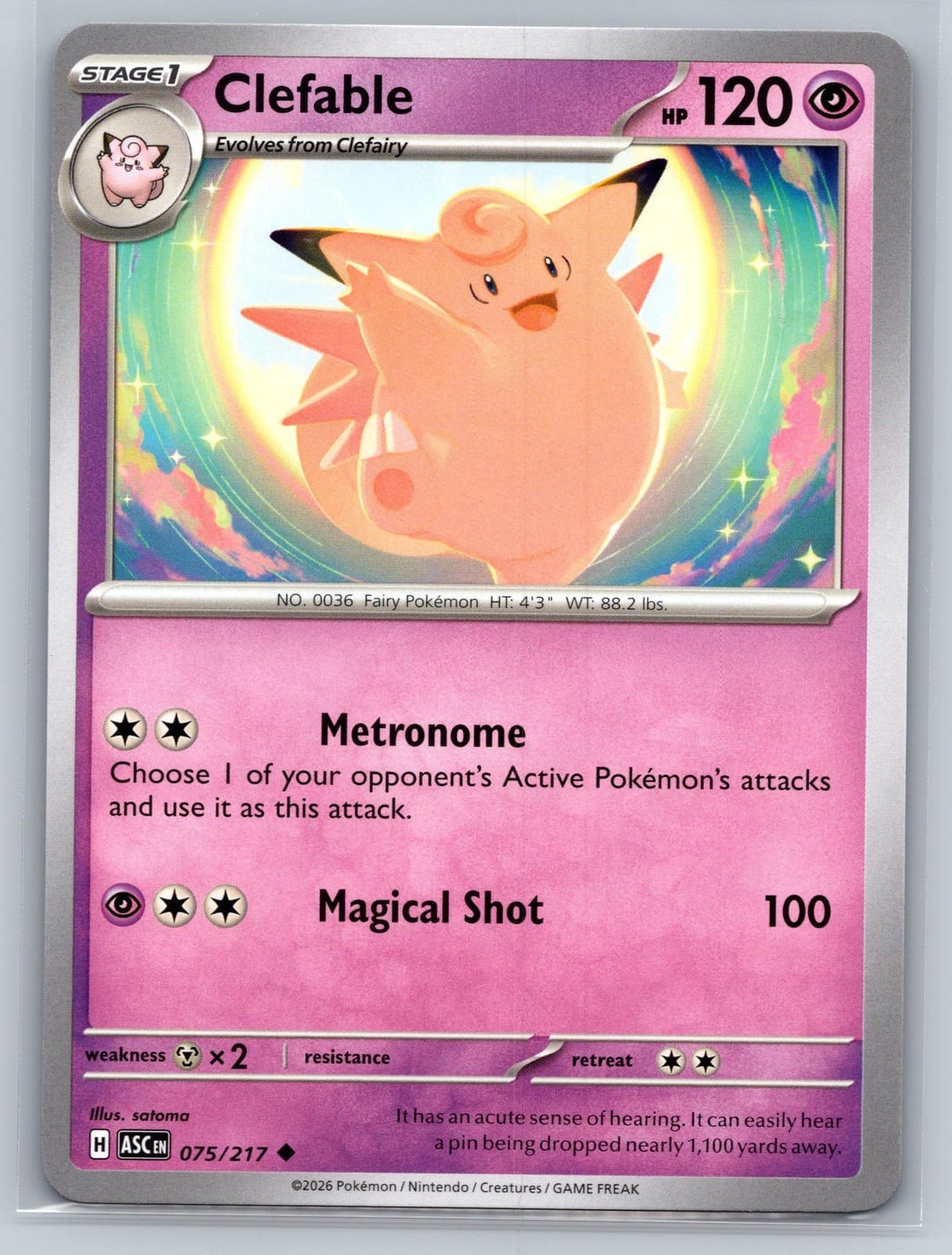 Clefable Ascended Heroes 075/217 Uncommon Pokémon — English Near Mint