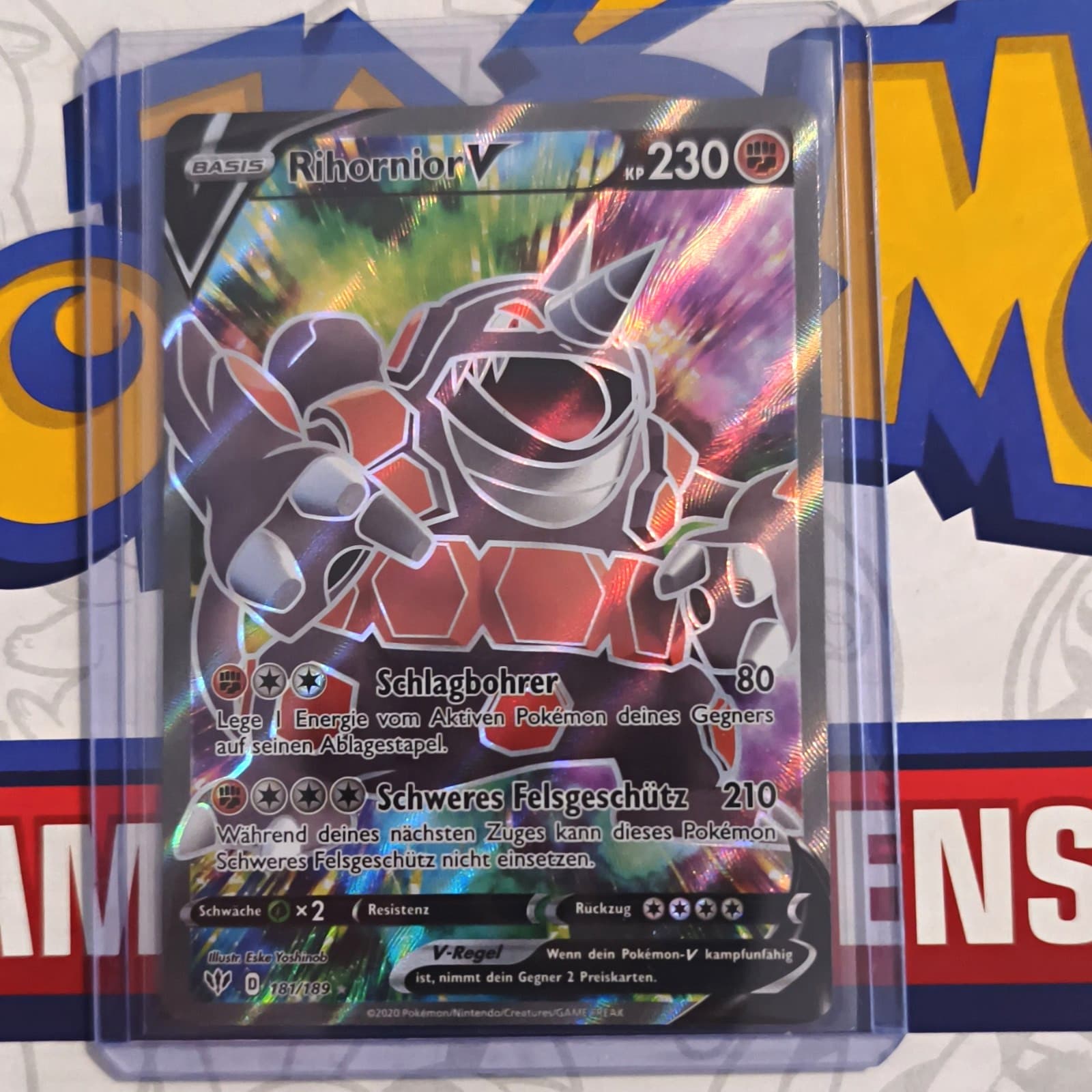 TCG Pokémon TCG Rihornior V Holo Full Art 181/189 Deutsch 2020 KP NM
