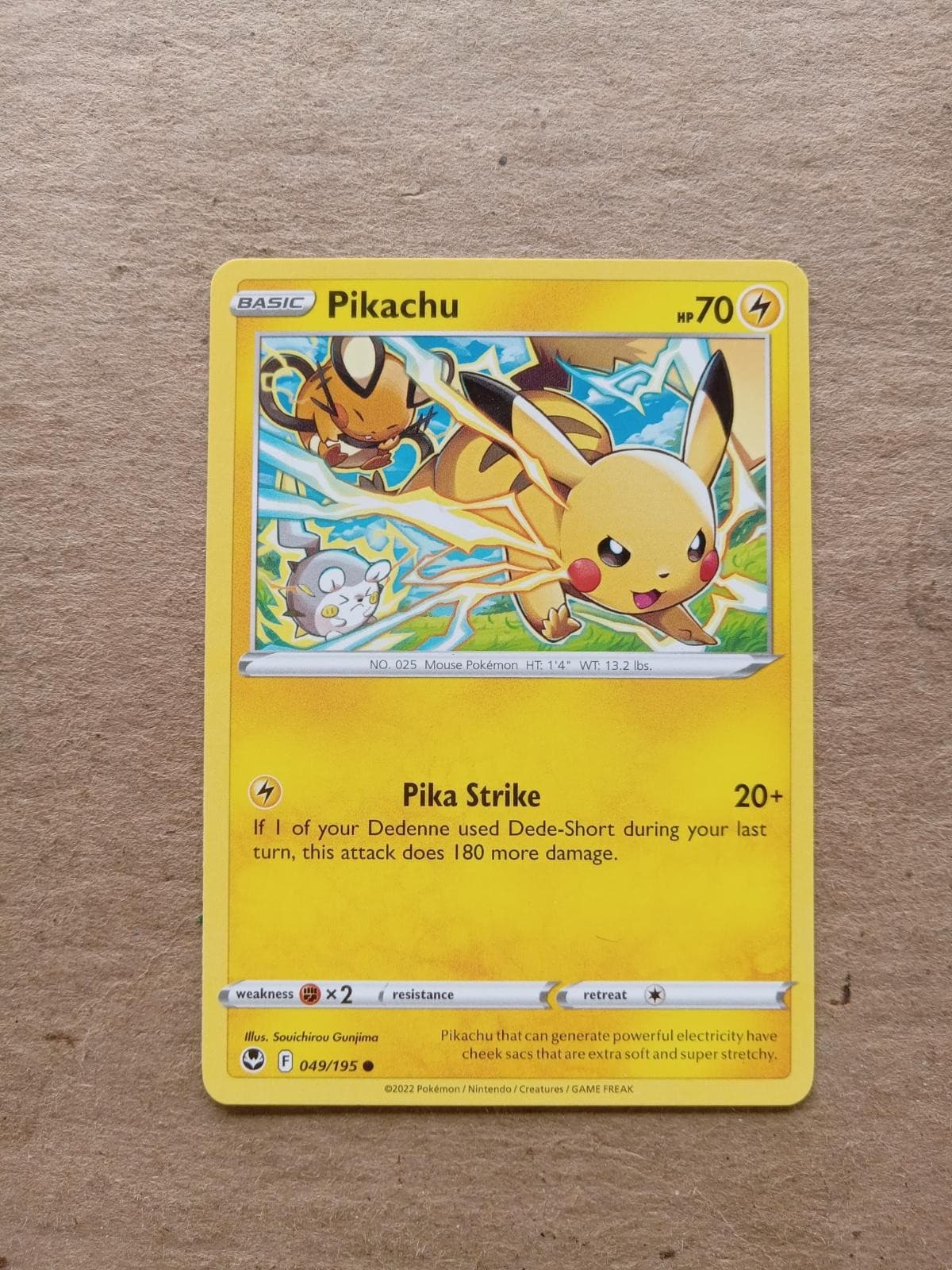 Pikachu 049/195 Common Silver Tempest Pokemon Lightly Played