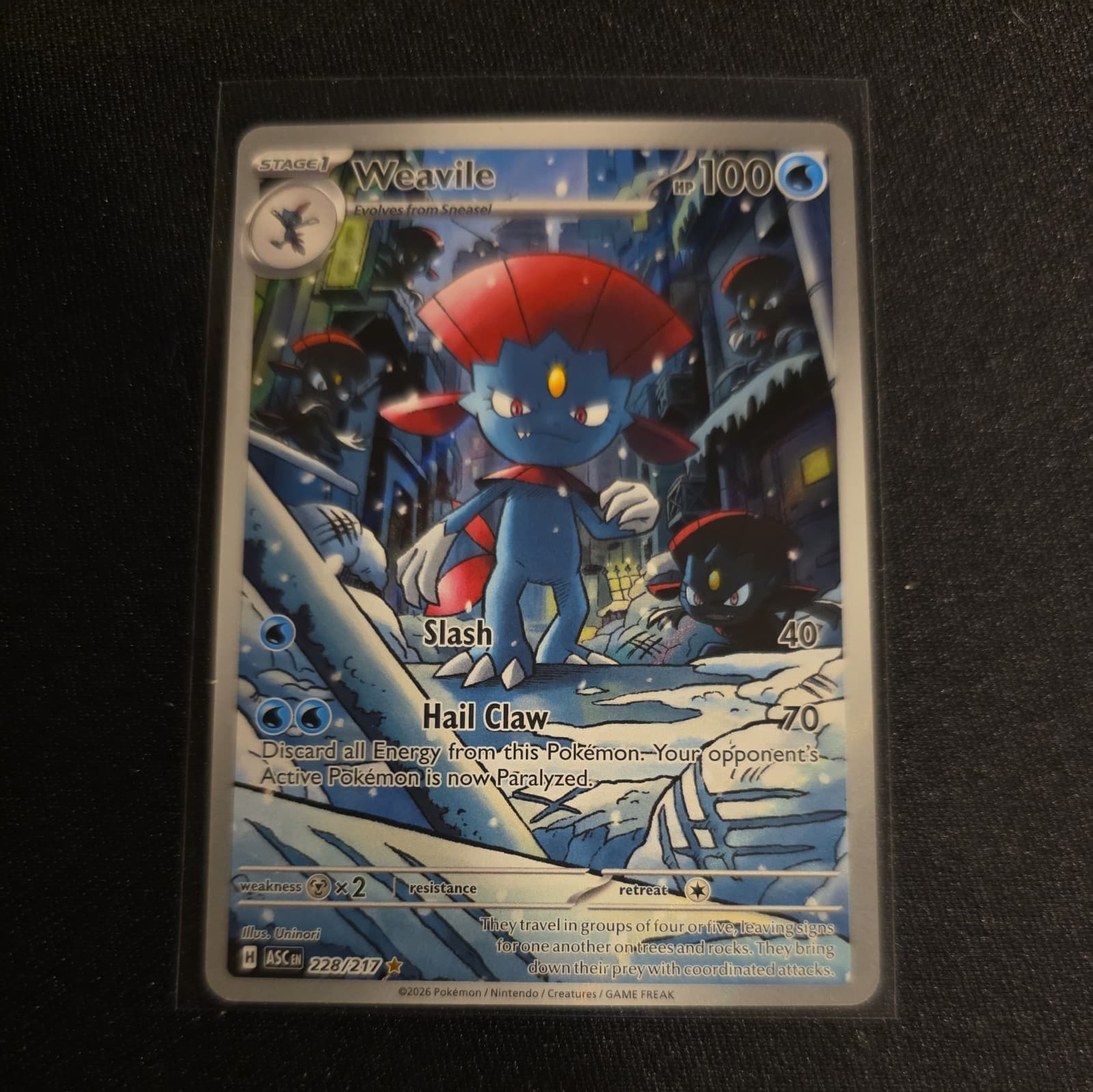 2026 Pokemon Ascended Heroes Weavile Illustration Rare #228/217