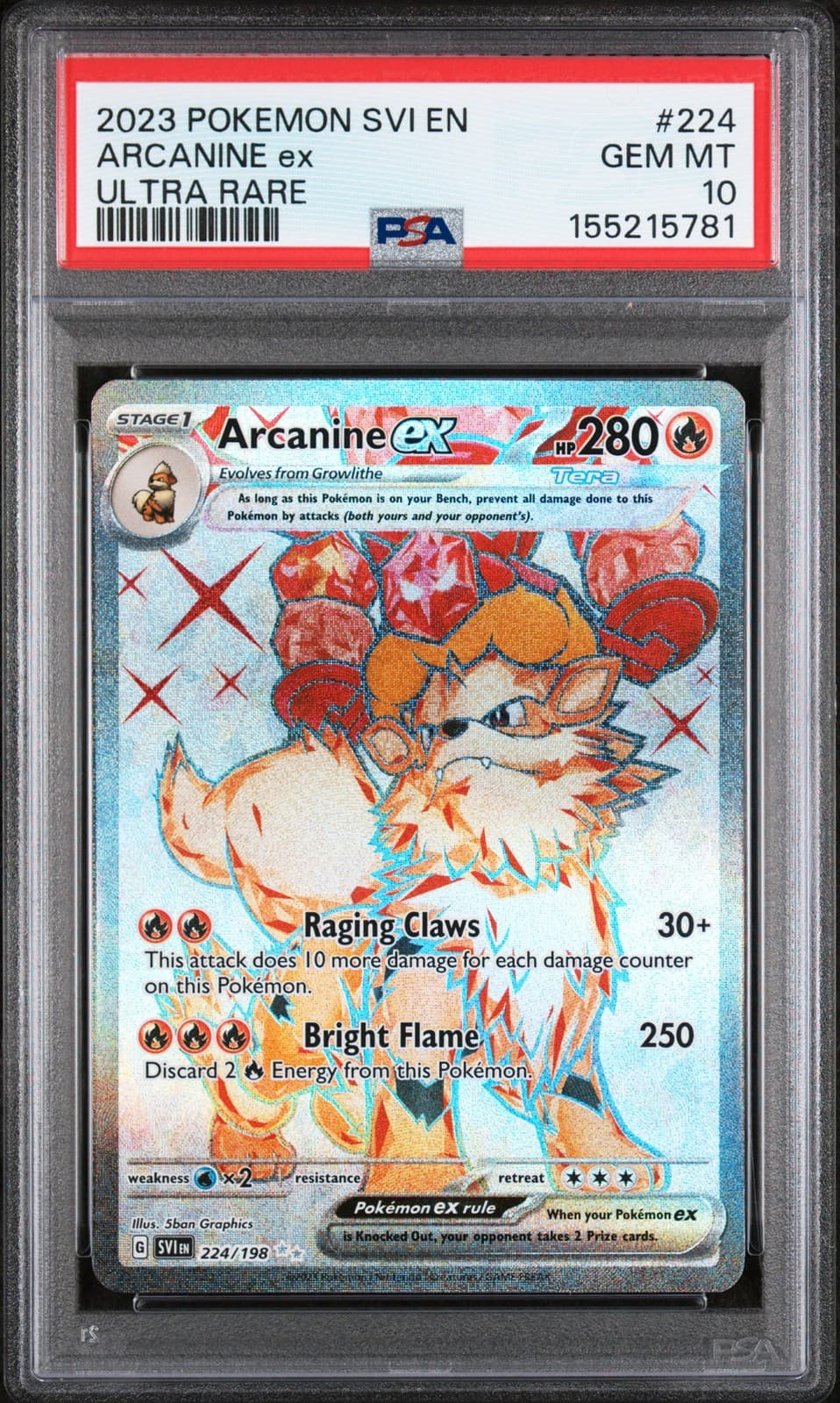 2023 POKEMON SVI EN-SCARLET & VIOLET ULTRA RARE #224 ARCANINE EX PSA 10