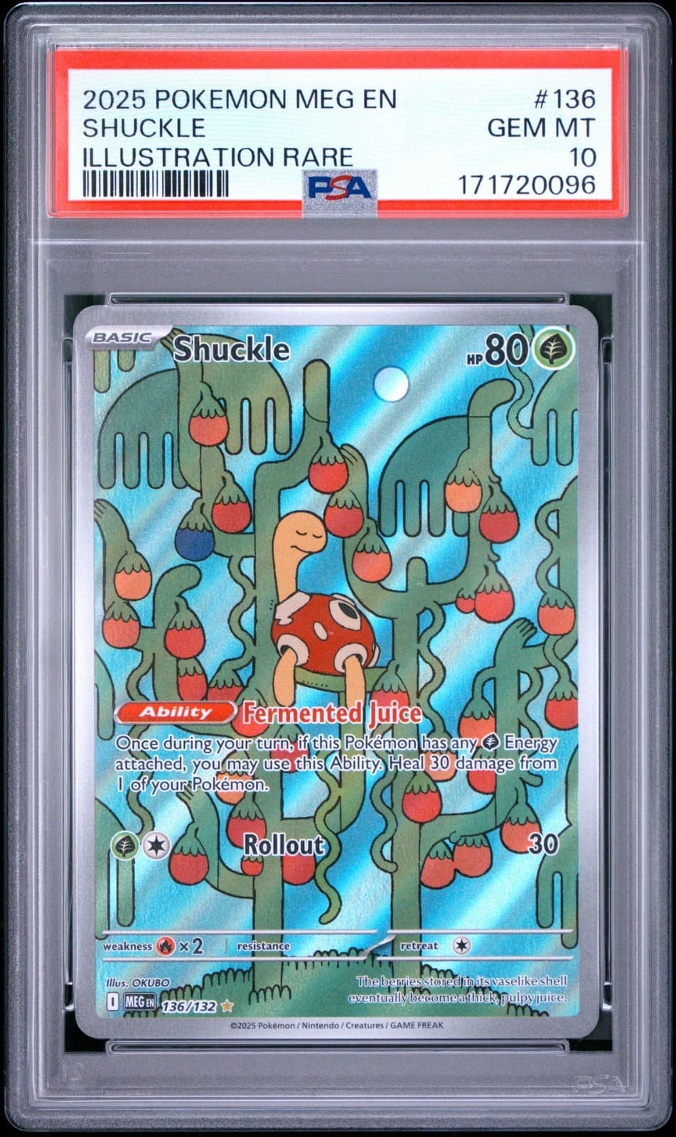 PSA 10 Shuckle Illustration Rare Pokémon Mega Evolution #136/132 2025 GEM MINT