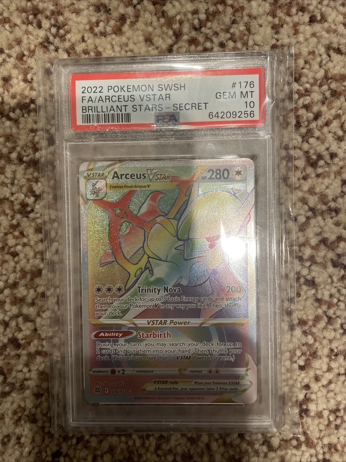 Arceus RAIMBOW VSTAR SECRET RARE PSA10 Pokemon Mint Card Brilliant Stars 176/172