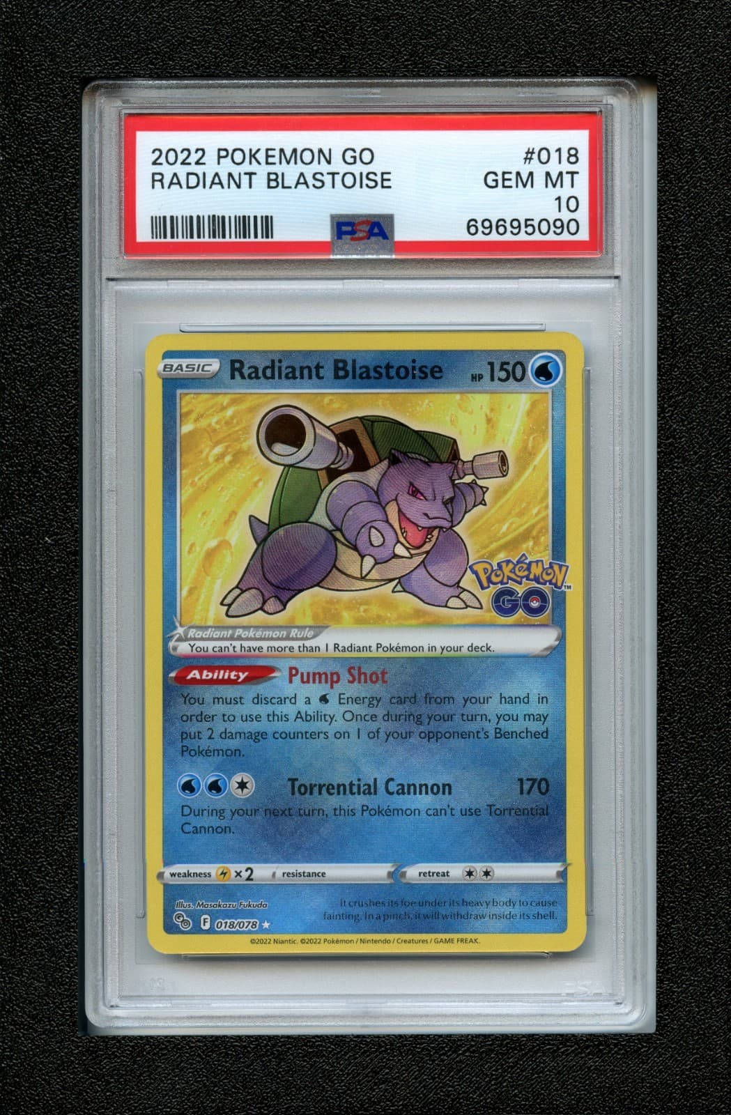 2022 POKEMON GO #018 RADIANT BLASTOISE PSA 10