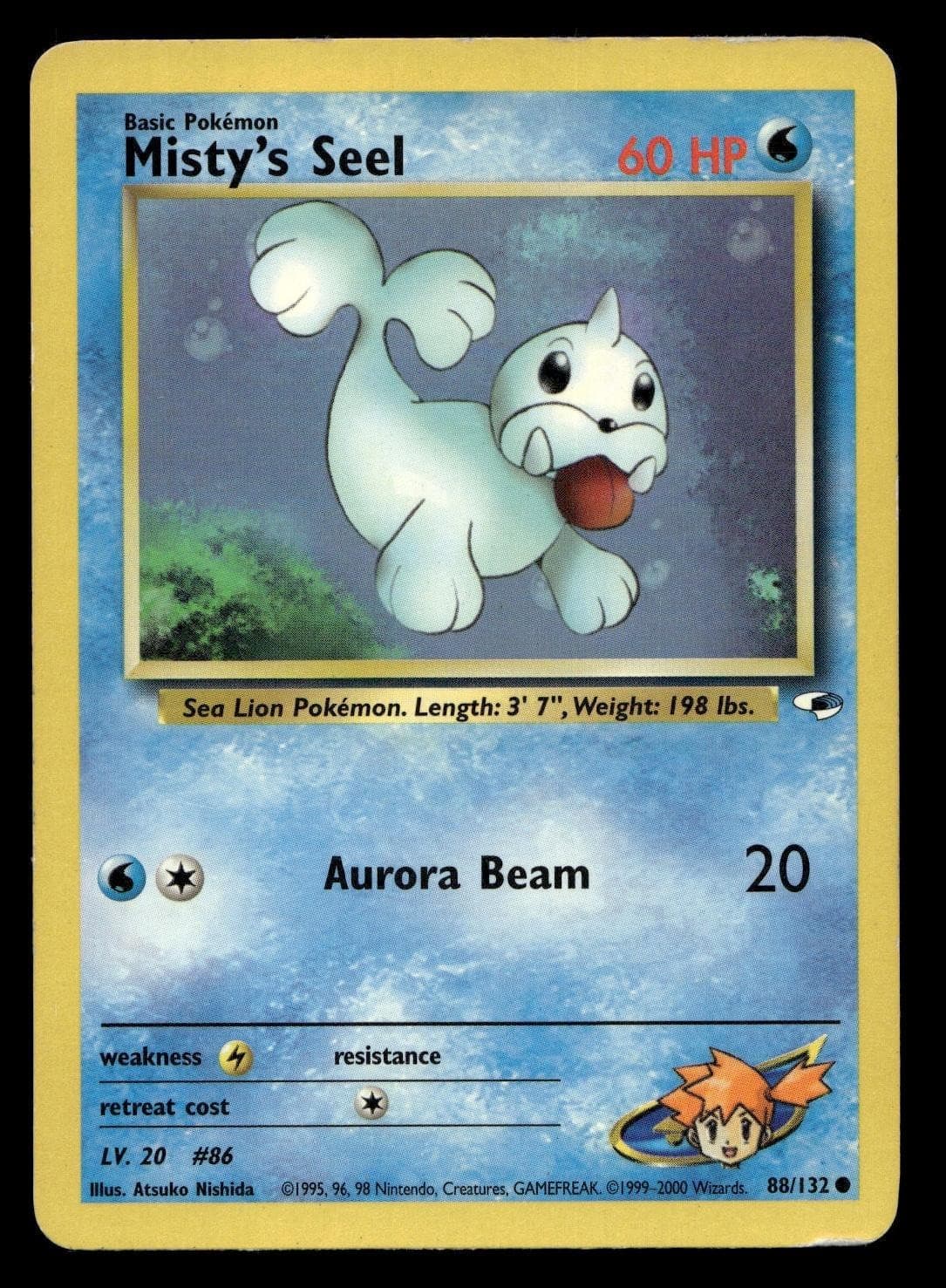 MISTY'S SEEL 88/132 COMMON GYM HEROES POKEMON HEAVILY PLAYED