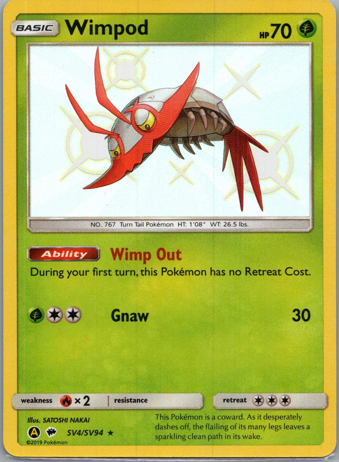 Wimpod Shiny Holo Rare Hidden Fates: Shiny Vault SV4/SV94 NM