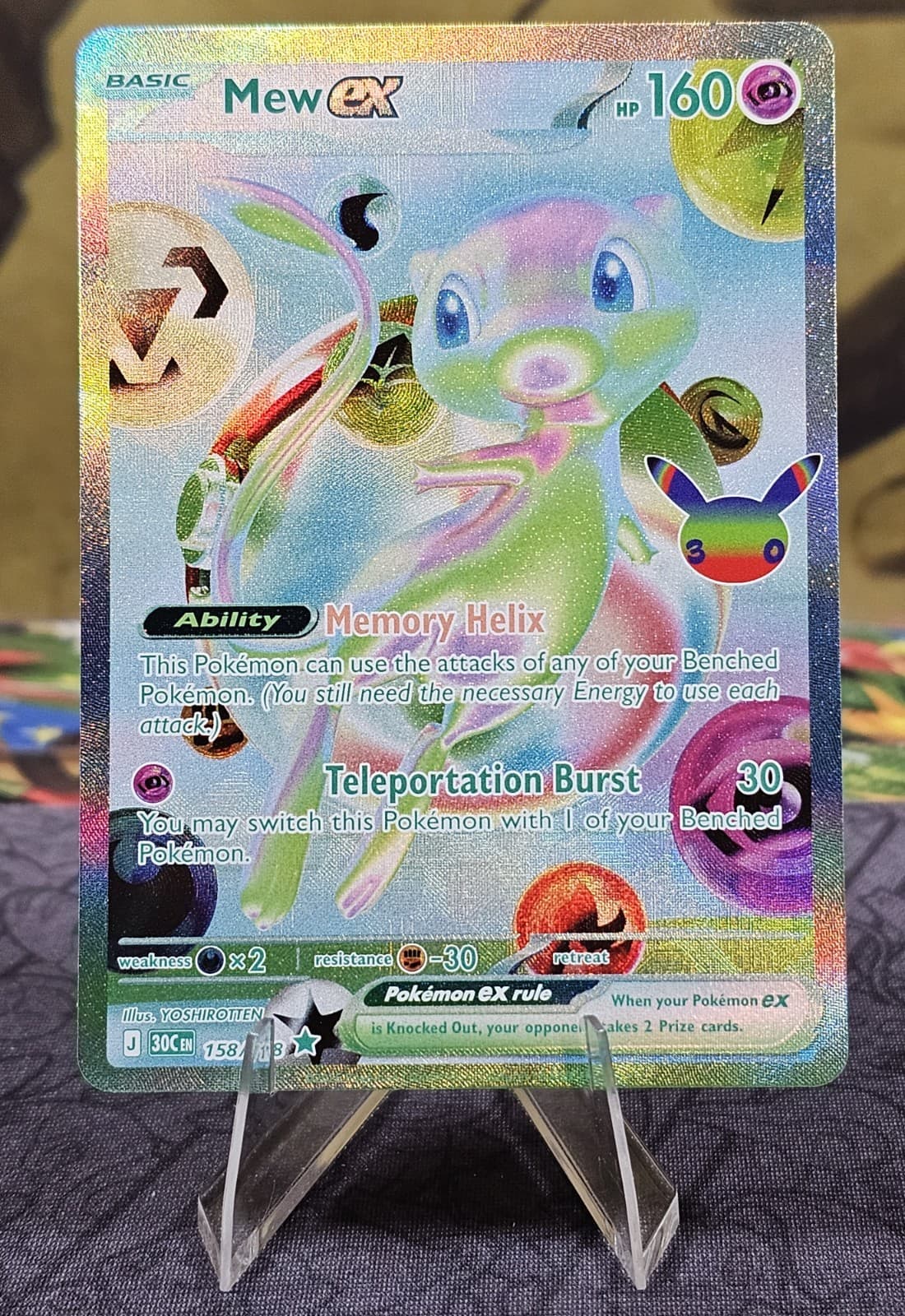 Pokémon TCG Mew ex 158/128 Futuristic Rare 30th Celebration Holo Card NM