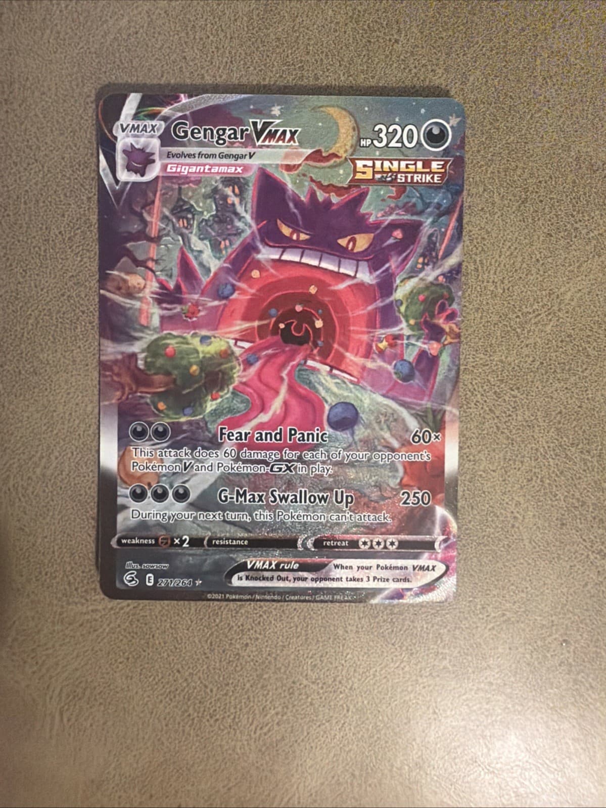 Gengar VMAX (Alternate Art Secret) 271/264 Swsh08: Fusion Strike Holo