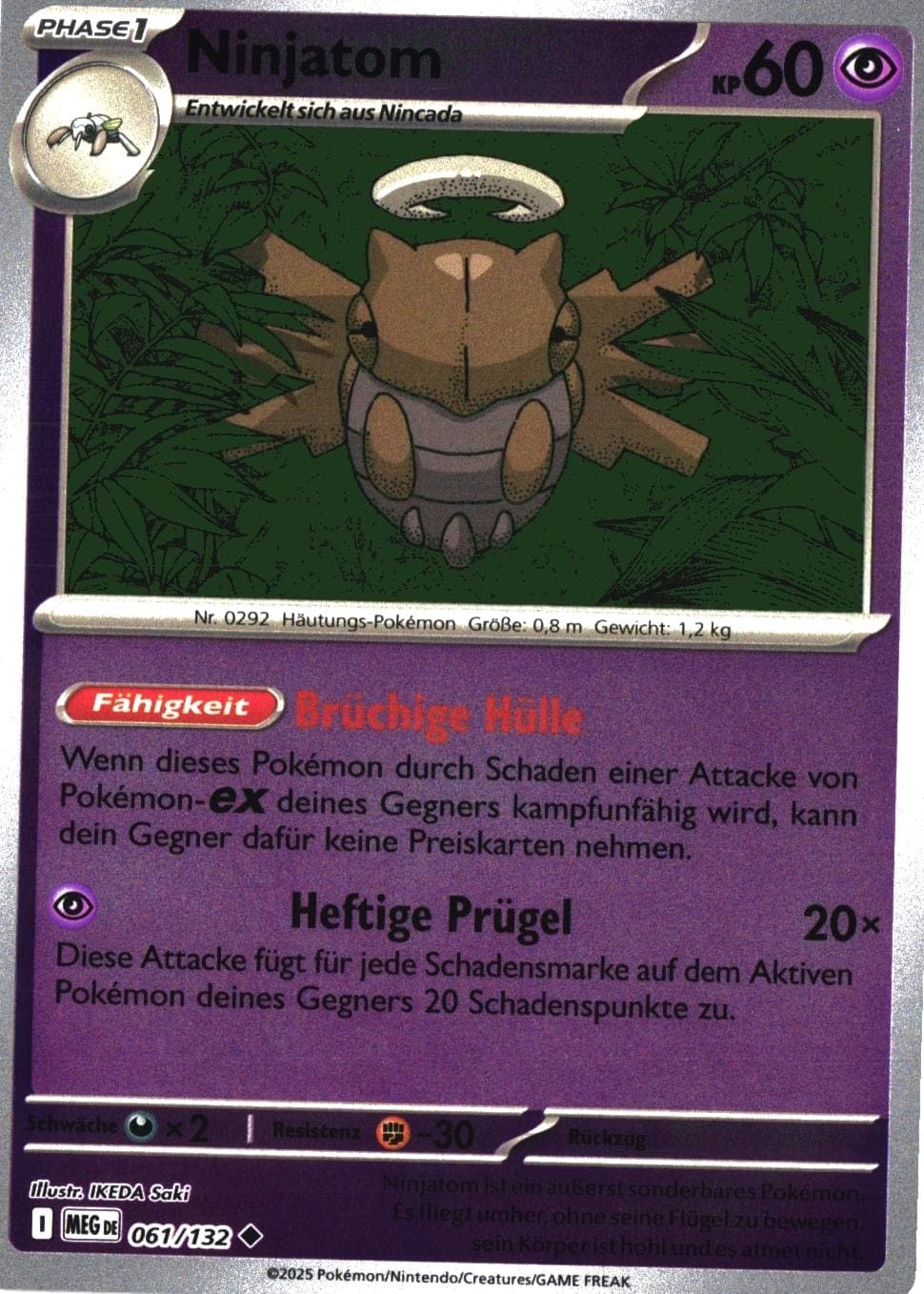 Ninjatom / Shedinja 061/132 MEG61 Pokémon Karte Mega-Entwicklung Deutsch NM