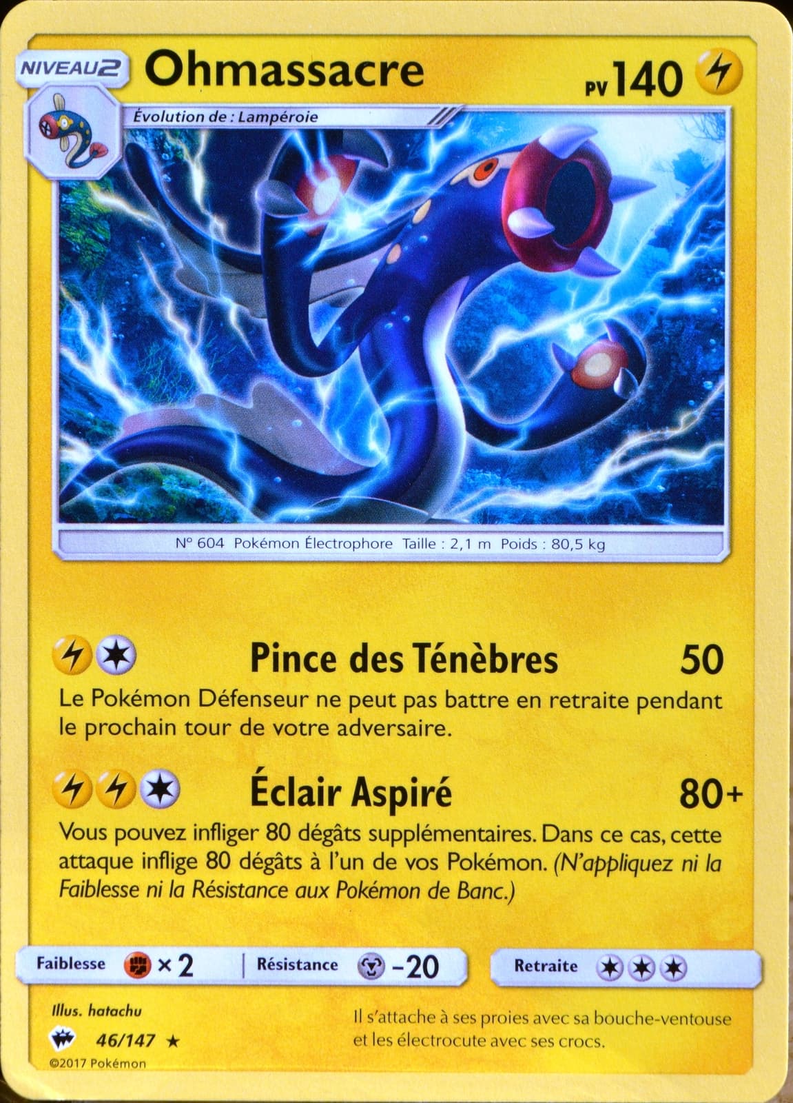 carte Pokémon 46/147 Ohmassacre 140 PV SL3 - Soleil et Lune - Ombres Ardentes NE