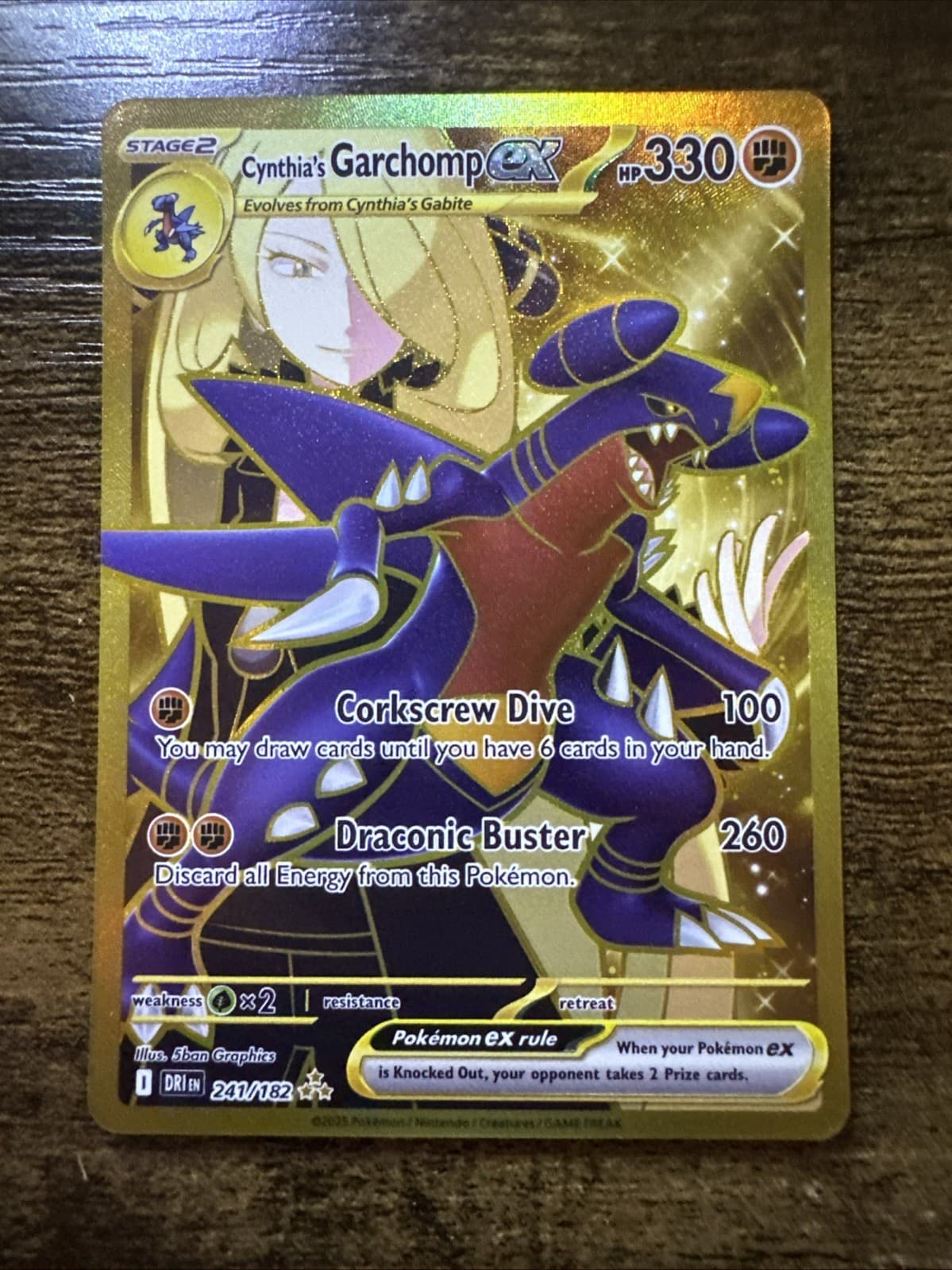 Cynthia's Garchomp ex 241/182 Hyper Rare Holo, Destined Rivals, Pokemon TCG, NM