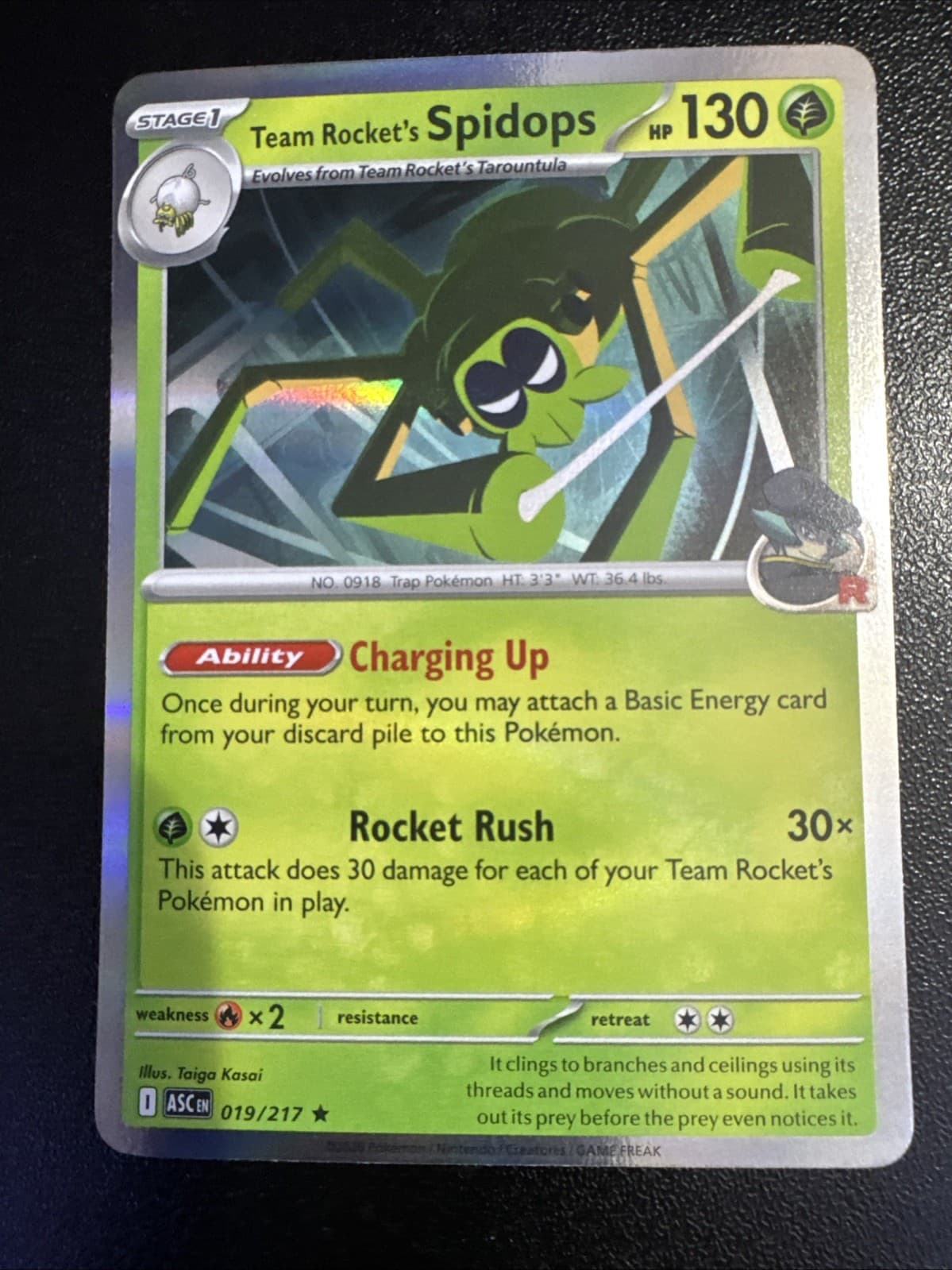 Team Rocket's Spidops 19/217 Rare Holo | Ascended Heroes | Pokemon Card
