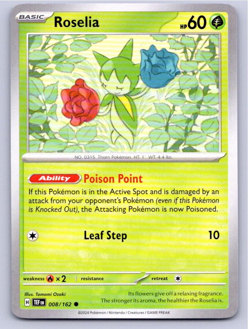 2024 POKEMON ROSELIA TEMPORAL FORCES 008/162 COMMON NM A34745 FREE S&H