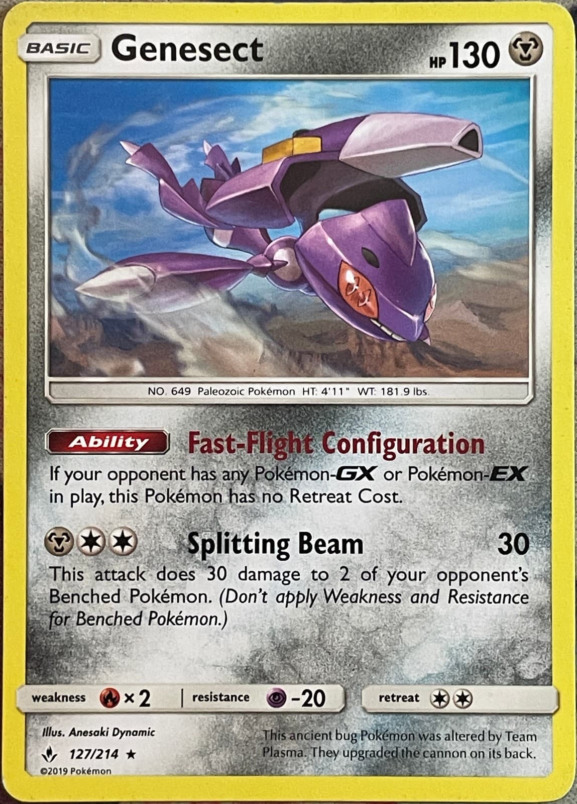 Genesect Rare - 127/214 - Unbroken Bonds Pokemon 2019