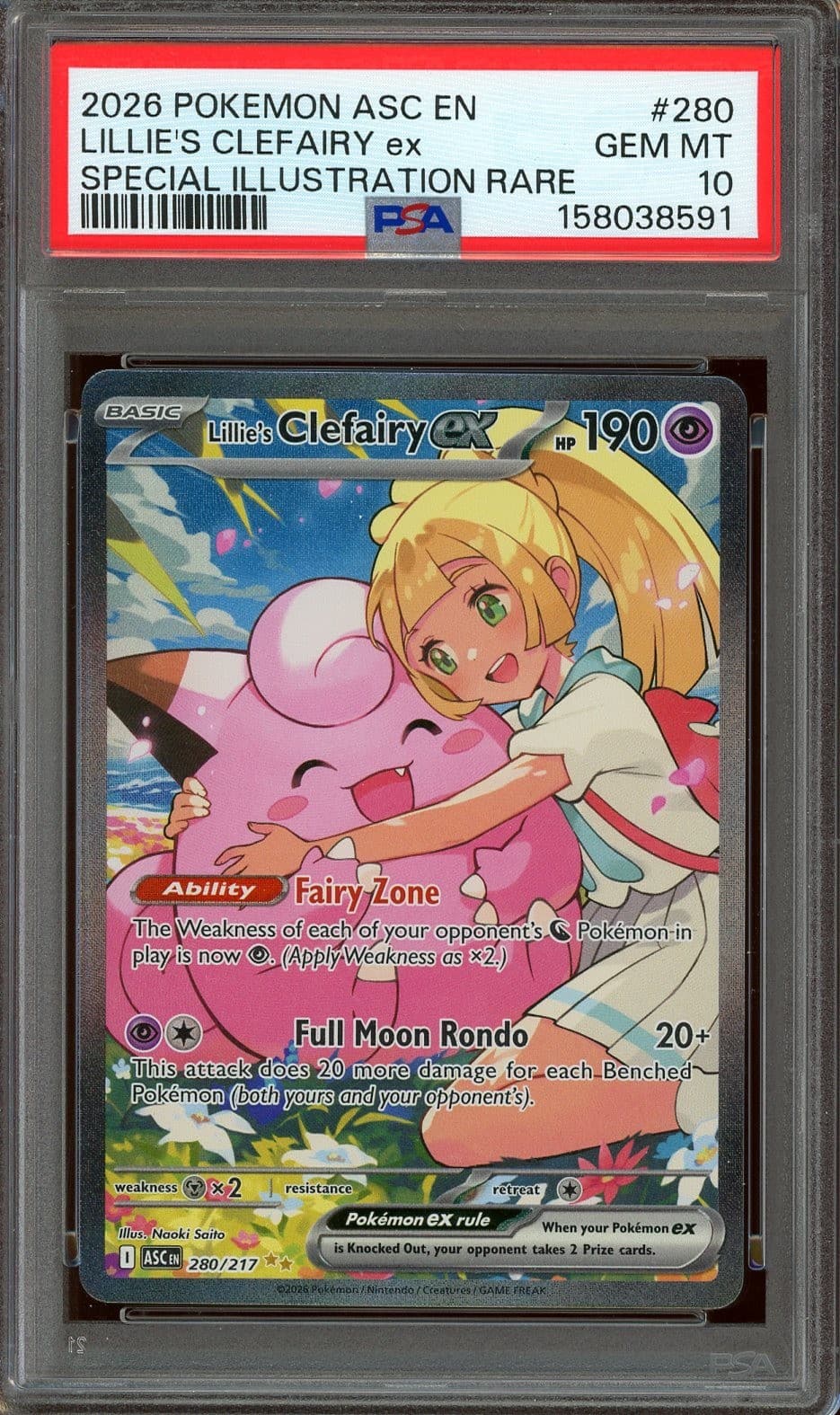2026 Pokemon Ascended Heroes EN #280 Lillie's Clefairy ex SIR PSA 10