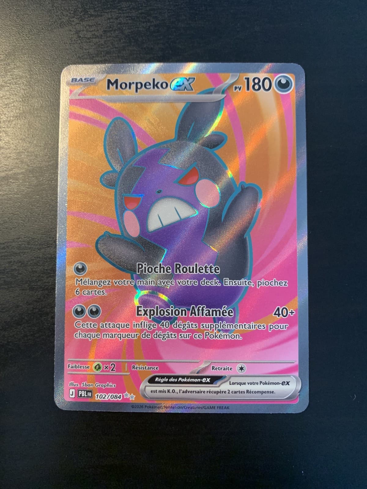 Carte Pokémon : Morpeko EX 102/084 Nuit Noire Français NEUF