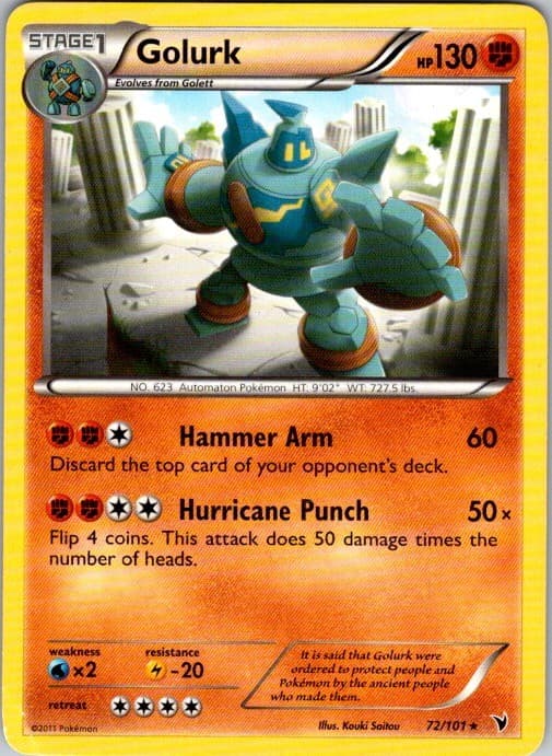 Golurk 72/101 Rare Noble Victories Pokemon Moderately Played
