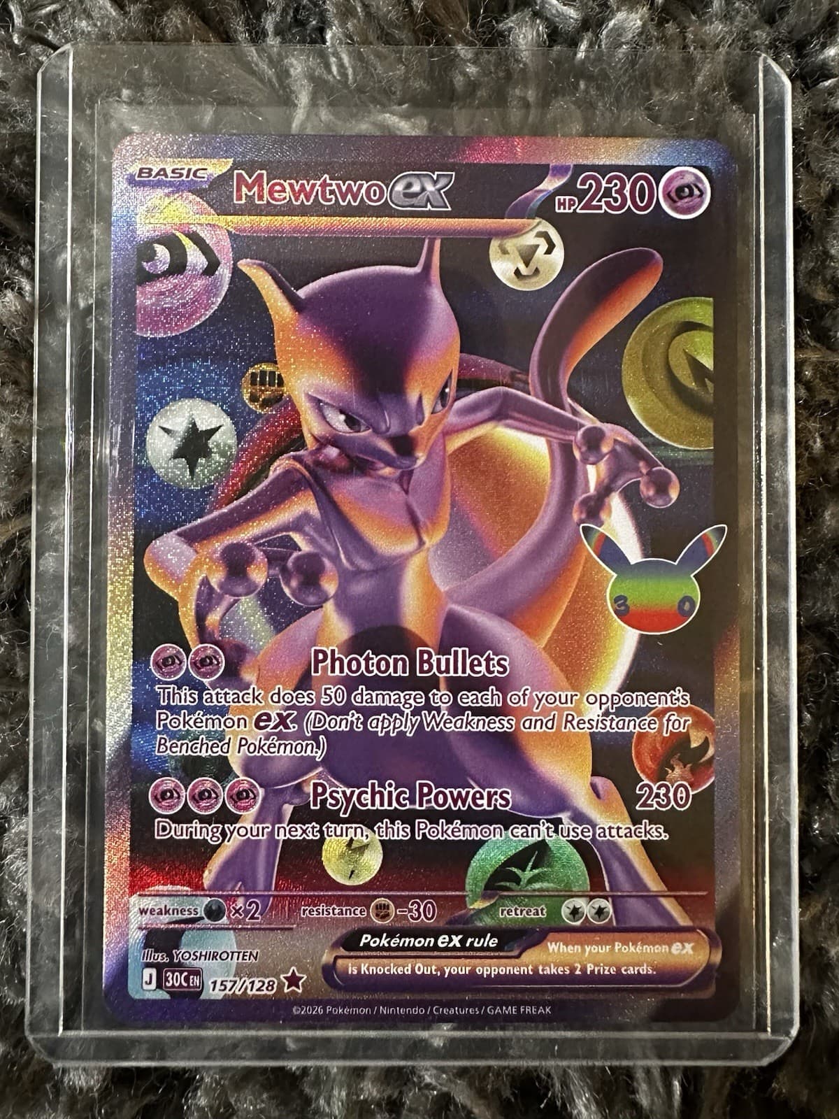 Mewtwo ex 157/128 Futuristic Rare ME: 30th Celebration Pokemon Holo NM