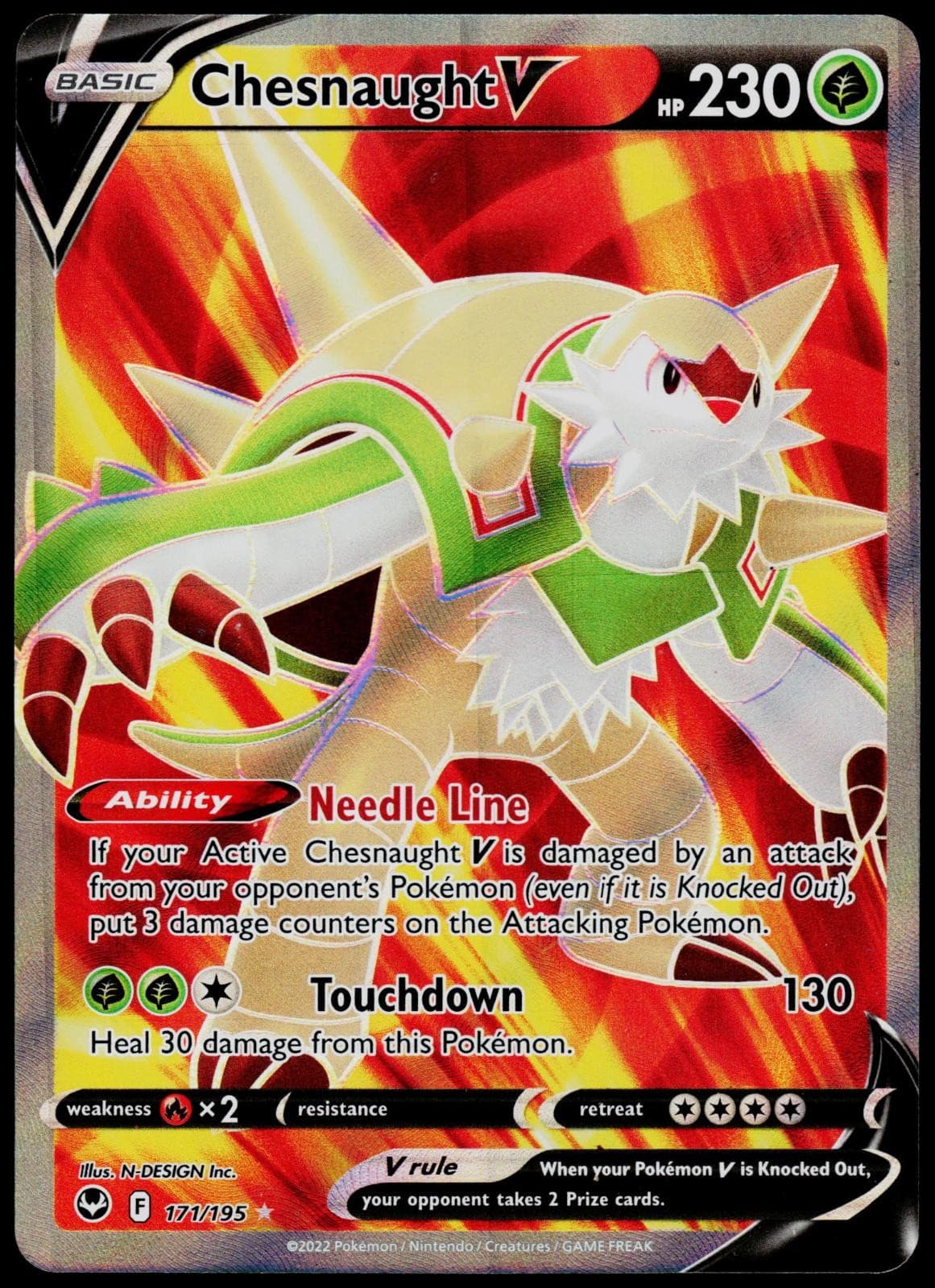 Chesnaught V 171/195 Silver Tempest - Holo Pokemon - NM/M