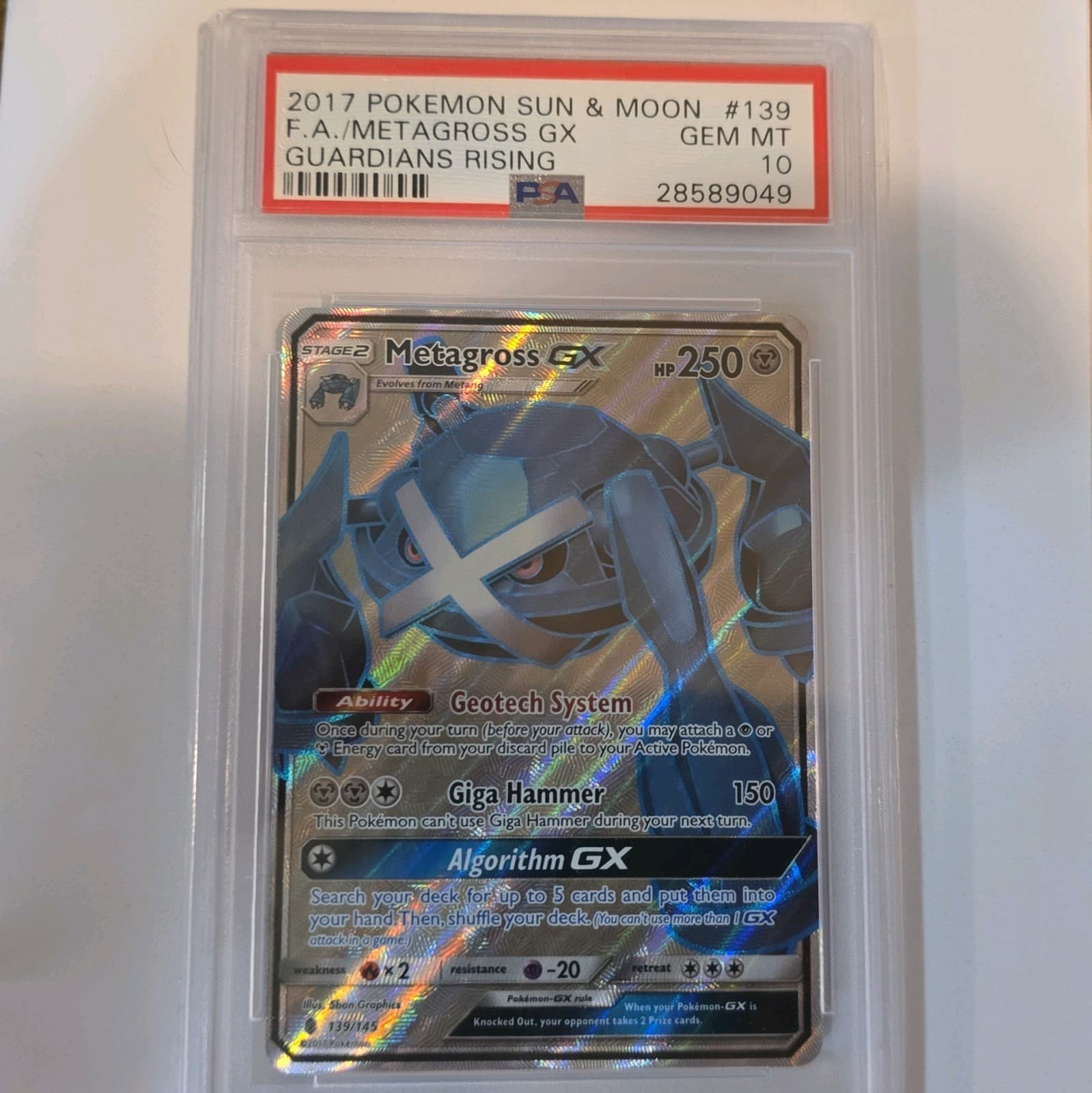 Pokemon Metagross GX Full Art Holo 139/145 Guardians Rising 2017 PSA 10
