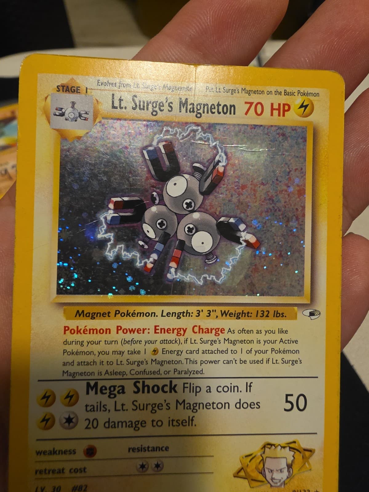 SWIRL Lt. Surge's Magneton 8/132 HOLO Gym Heroes Pokemon WOTC 2000 English - MP