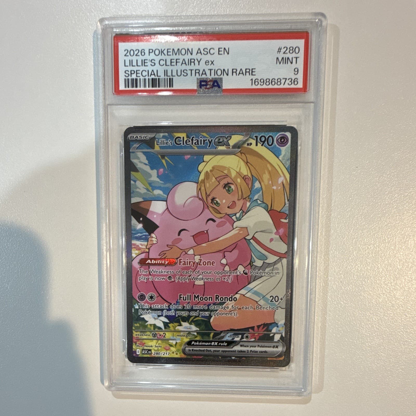 Pokemon Co. Lillie's Clefairy ex 280/217 Me: Ascended Heroes SIR Holo PSA 9
