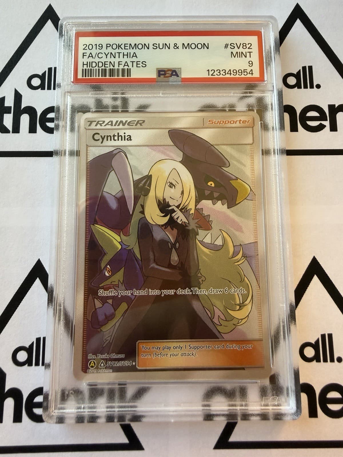 Cynthia SV82/SV94 Hidden Fates Full Art Trainer 2019 Pokemon PSA 9 Mint RARE