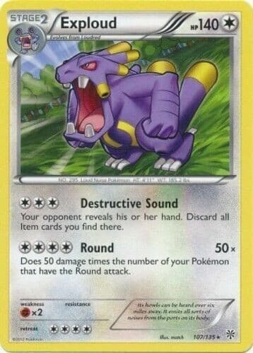 Exploud 107/135 - Rare - Plasma Storm- Pokemon - NM/M
