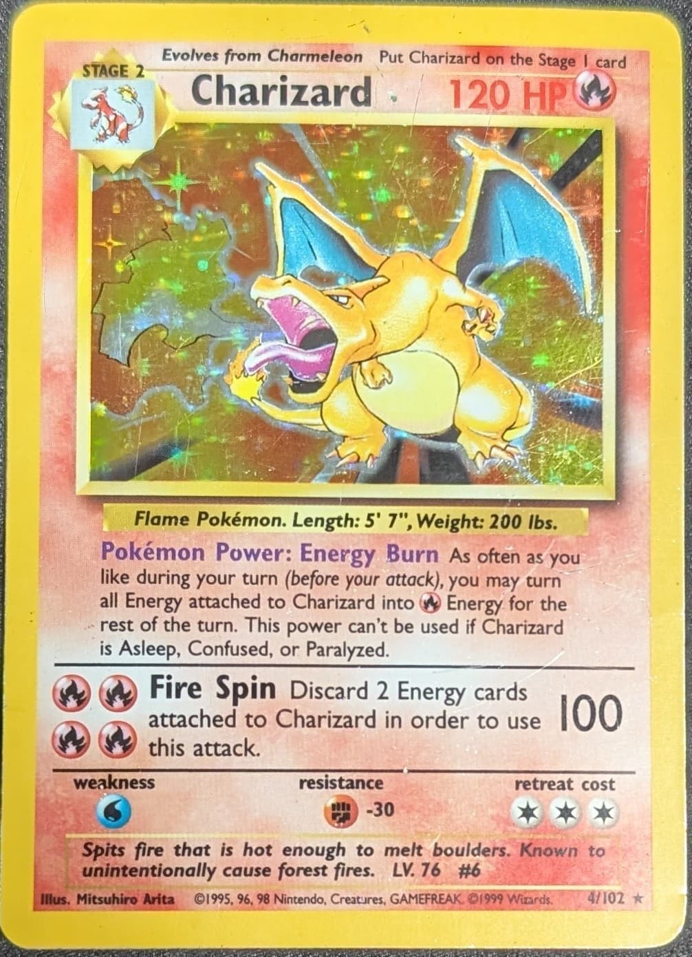 1999 Pokemon Base Set Holo #4 Charizard 4/102