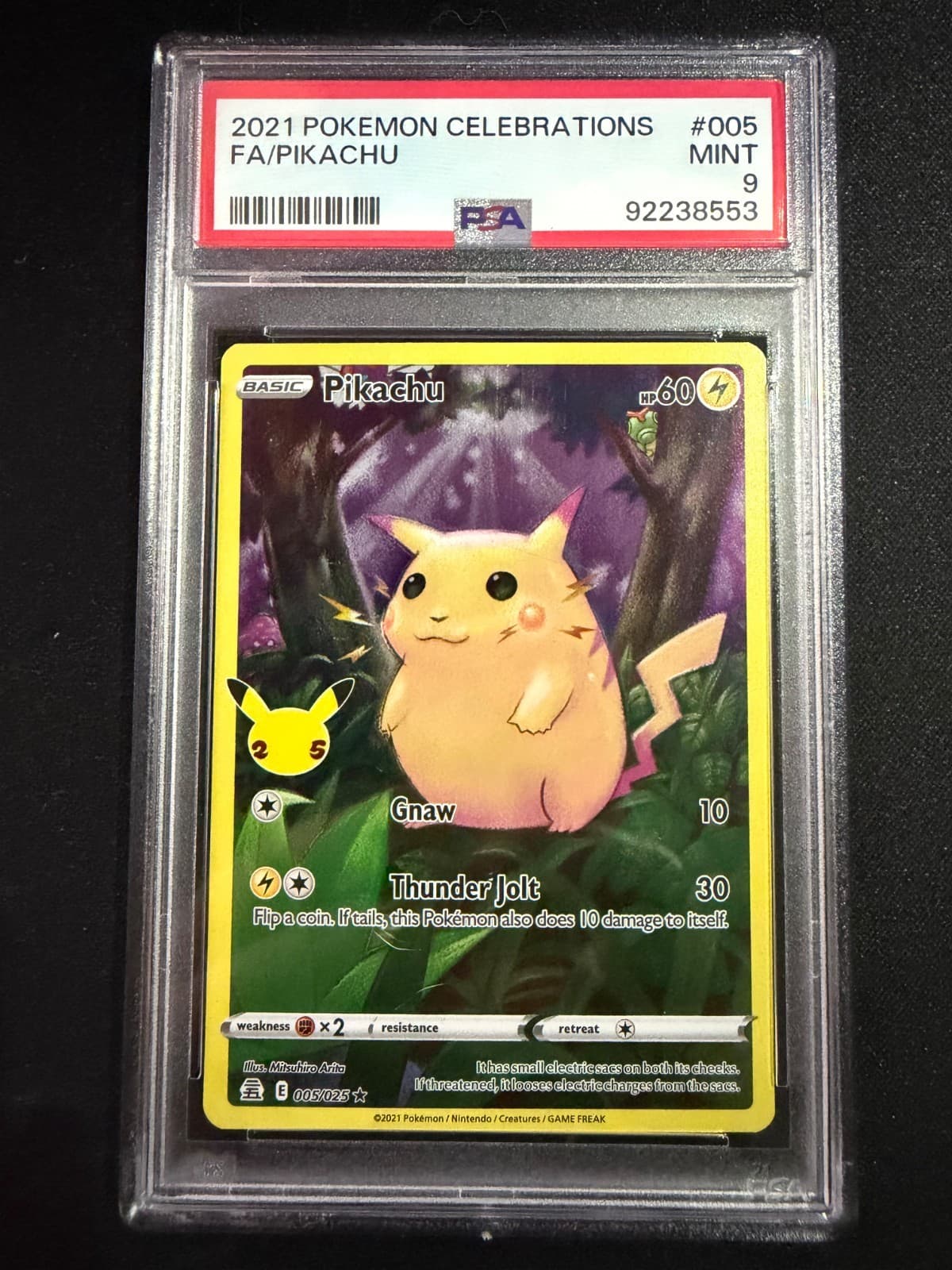 PSA 9 Pikachu Full Art Celebrations 005/025
