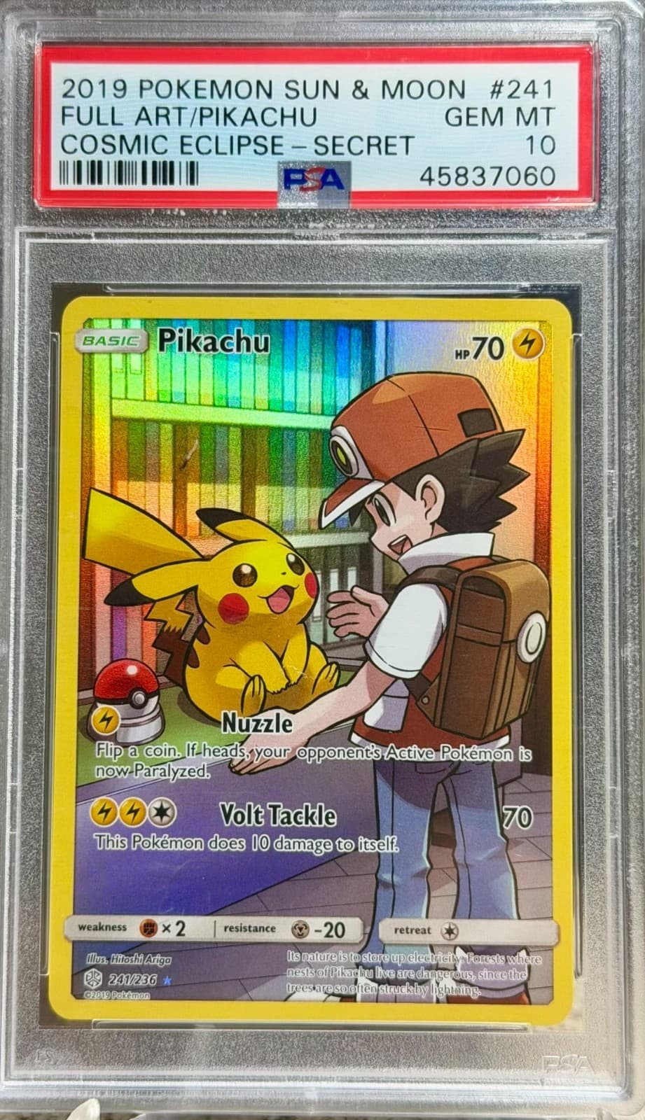 2019 POKEMON SUN & MOON PIKACHU #241 COSMIC ECLIPSE SECRET FA PSA 10 GEM MINT