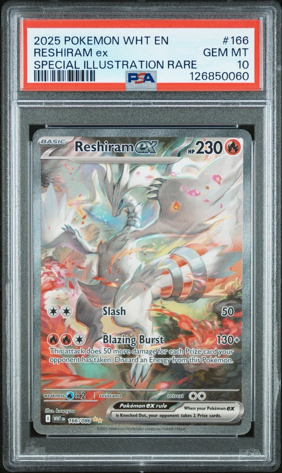 2025 Pokemon SV White Flare Reshiram ex SIR Holo 166/086 English PSA 10