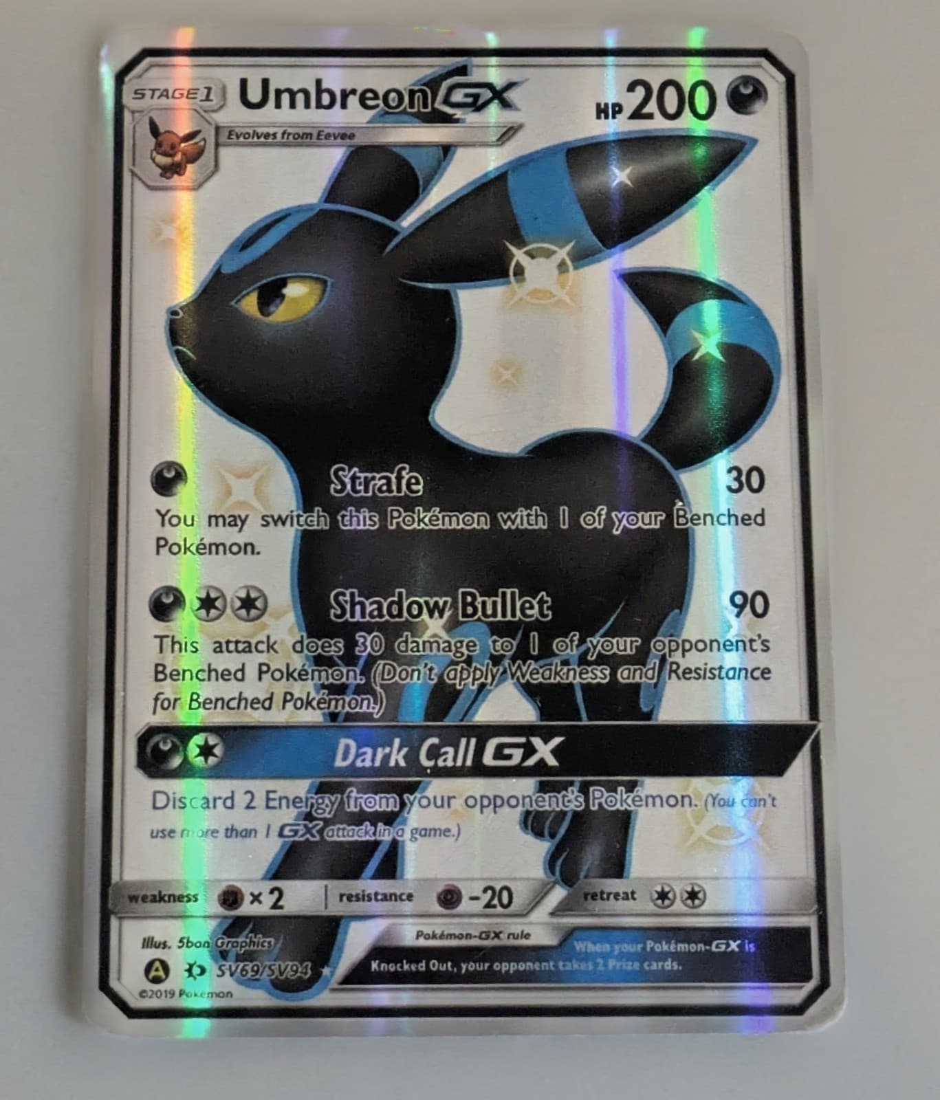 Umbreon GX SV69/SV94 Hidden Fates: Shiny Vault Holo (Moderately Played)
