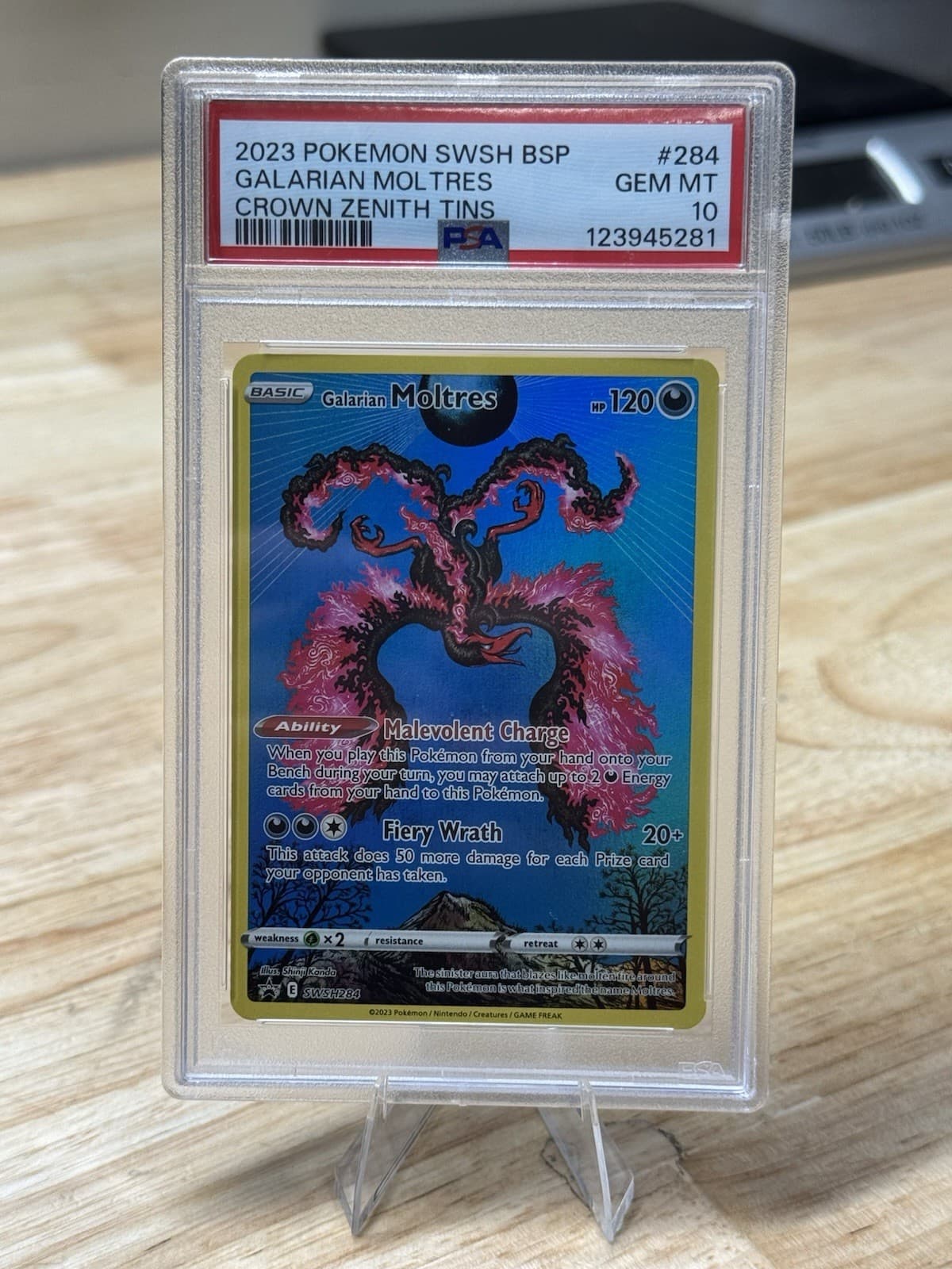 PSA 10 Galarian Moltres SWSH284 Crown Zenith Tin Swsh Black Star Promo Pokemon