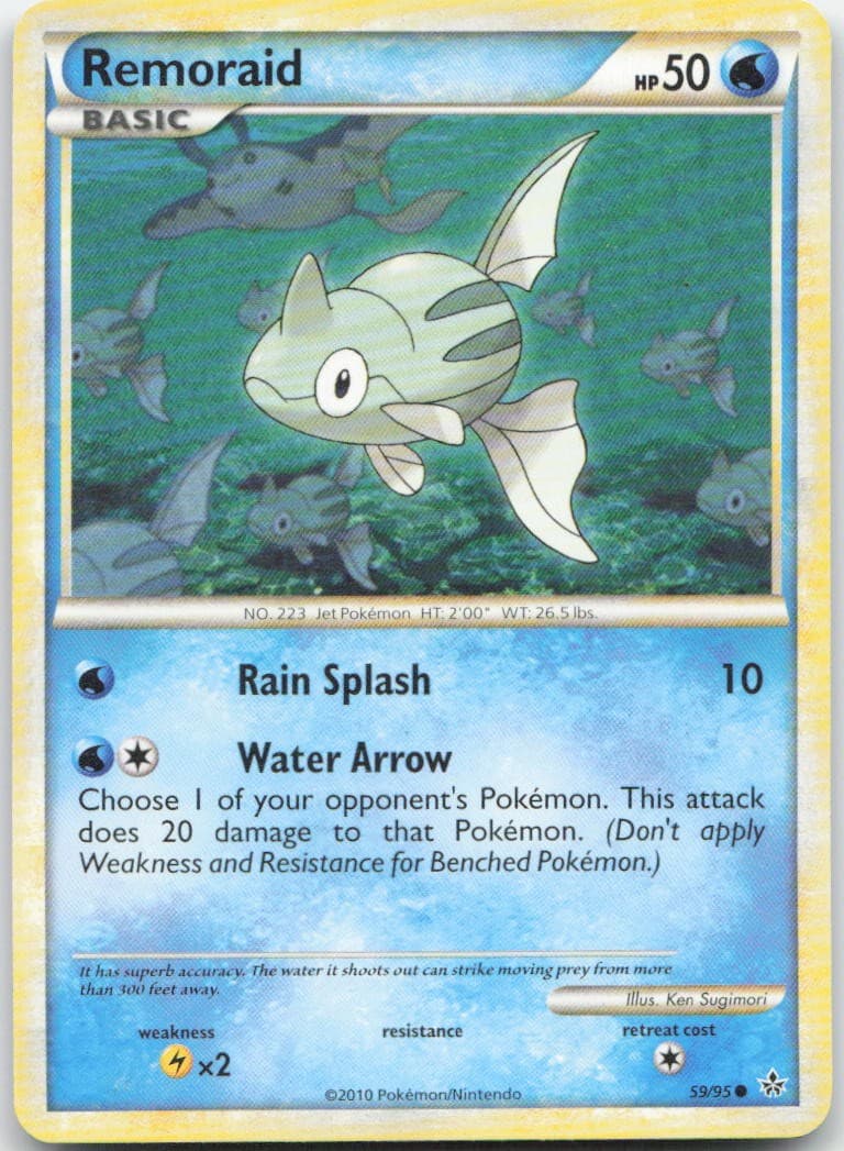 Remoraid 59/95 Common HGSS Unleashed Pokemon Moderately Played